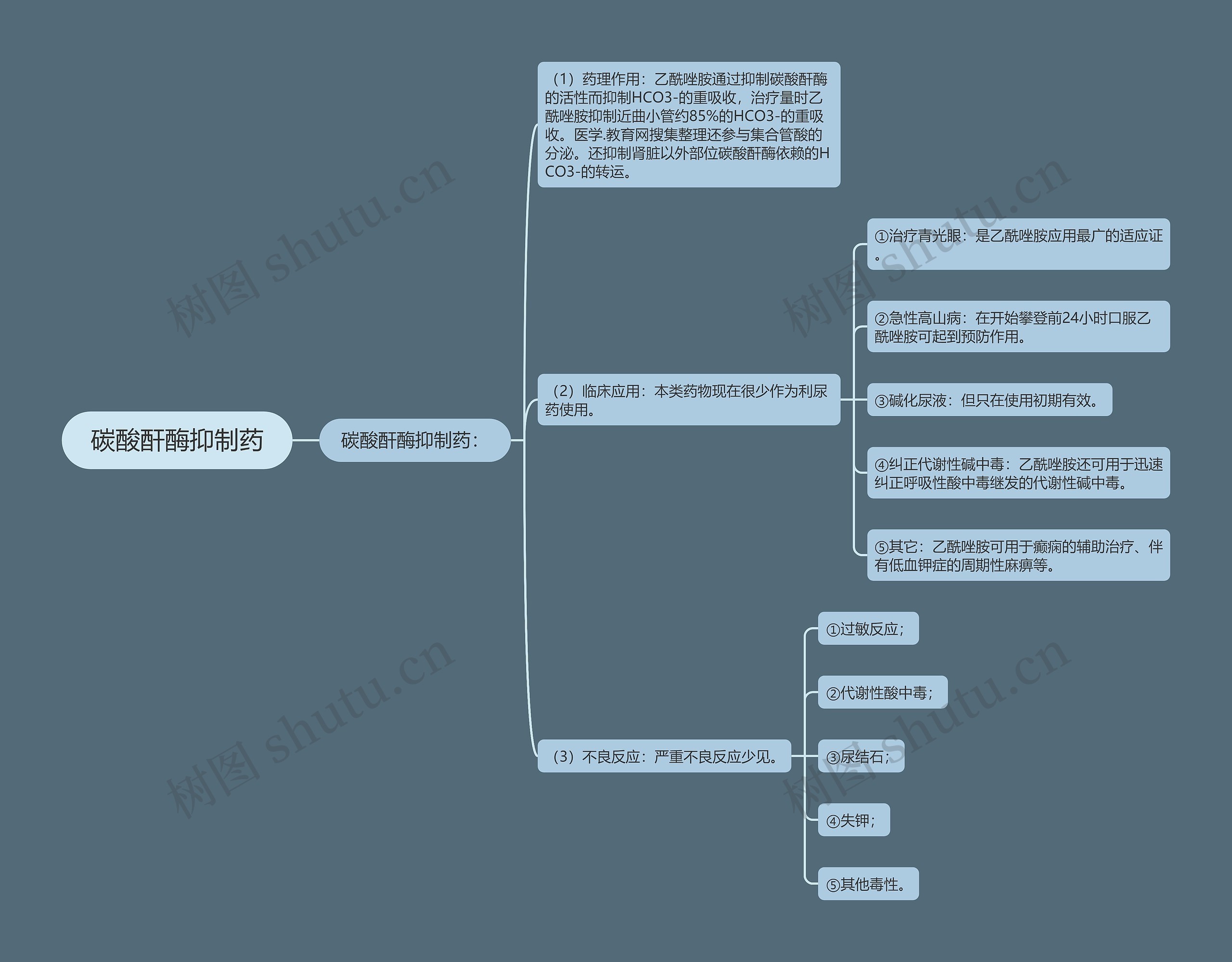 碳酸酐酶抑制药思维导图