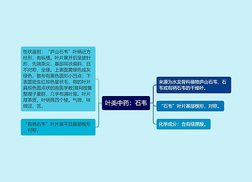 叶类中药：石韦思维导图