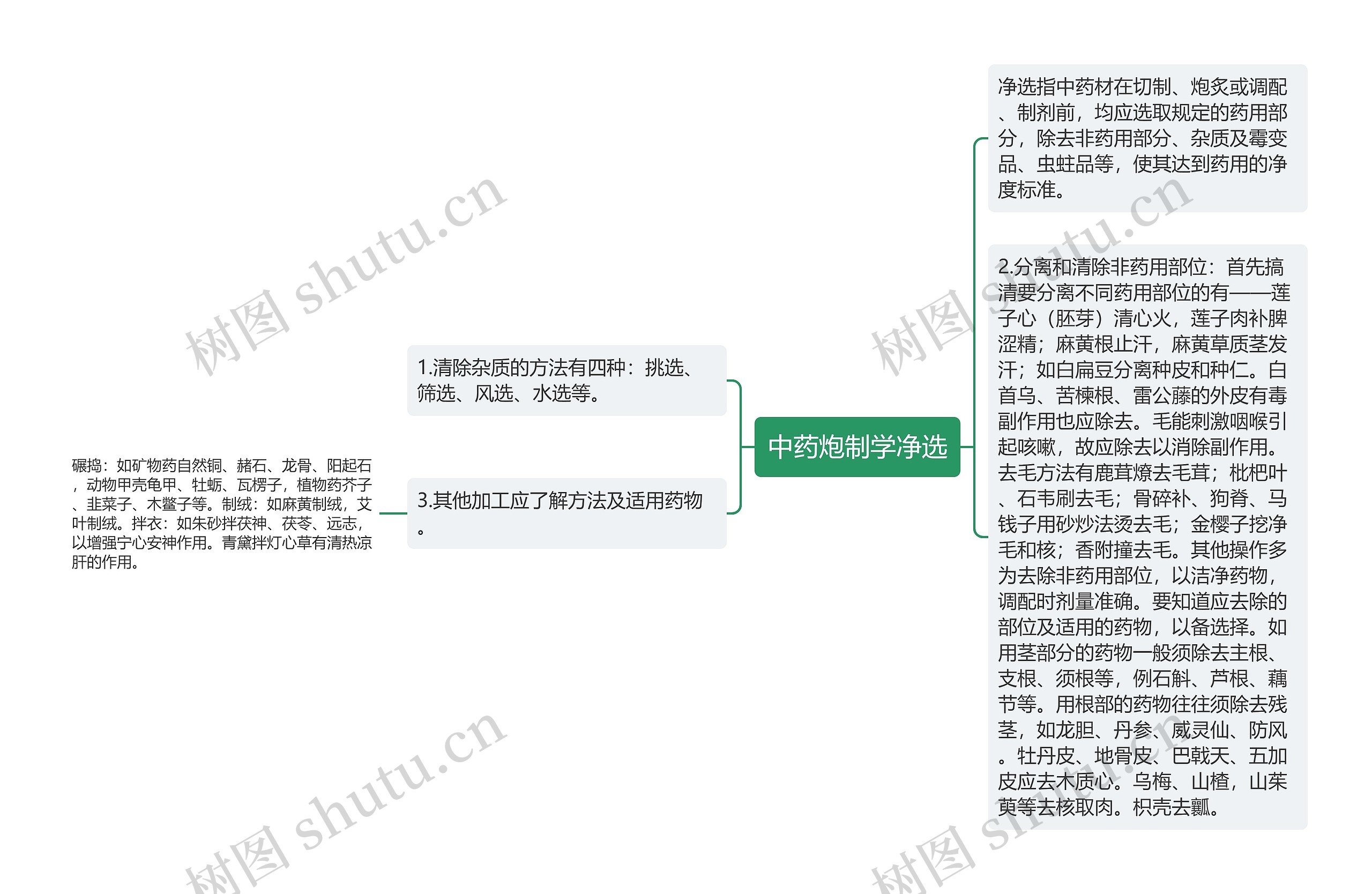 中药炮制学净选思维导图