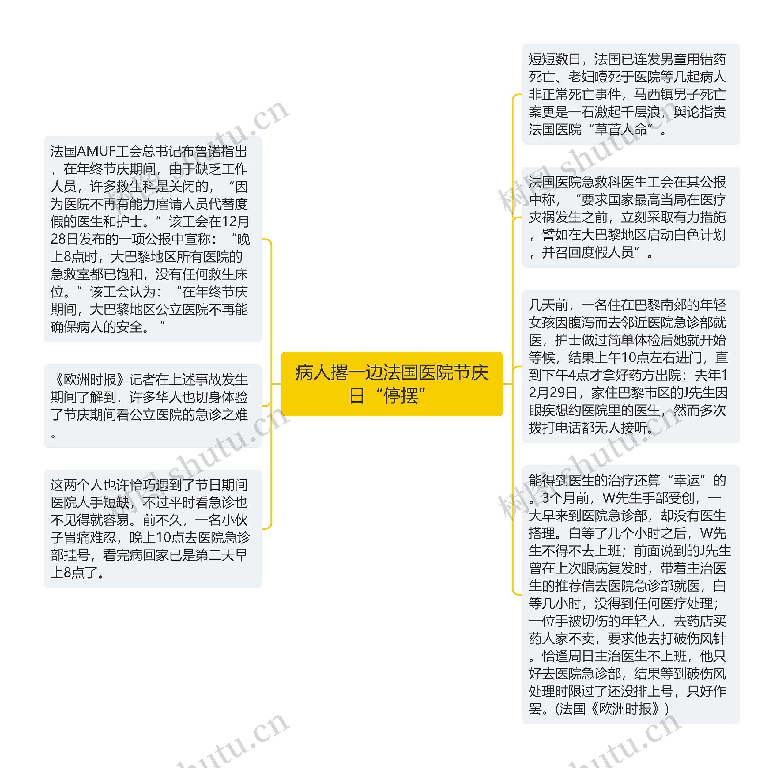 病人撂一边法国医院节庆日“停摆”思维导图