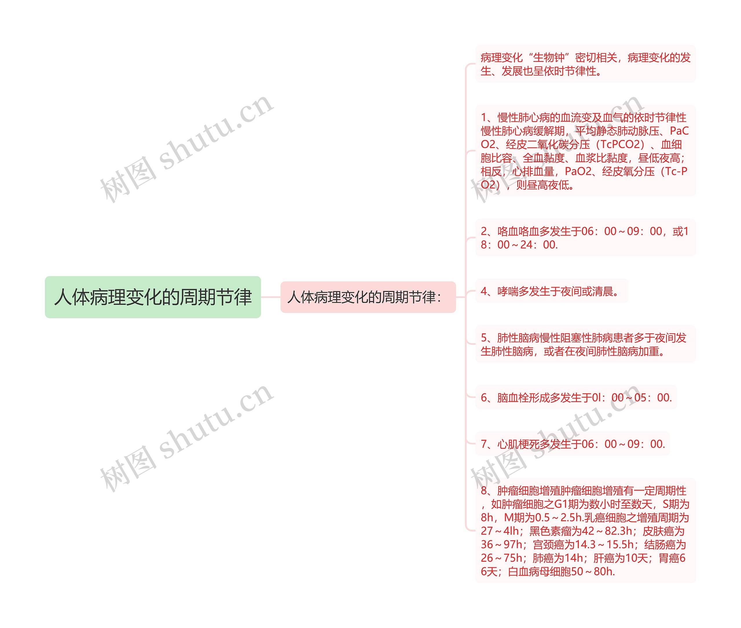 人体病理变化的周期节律思维导图