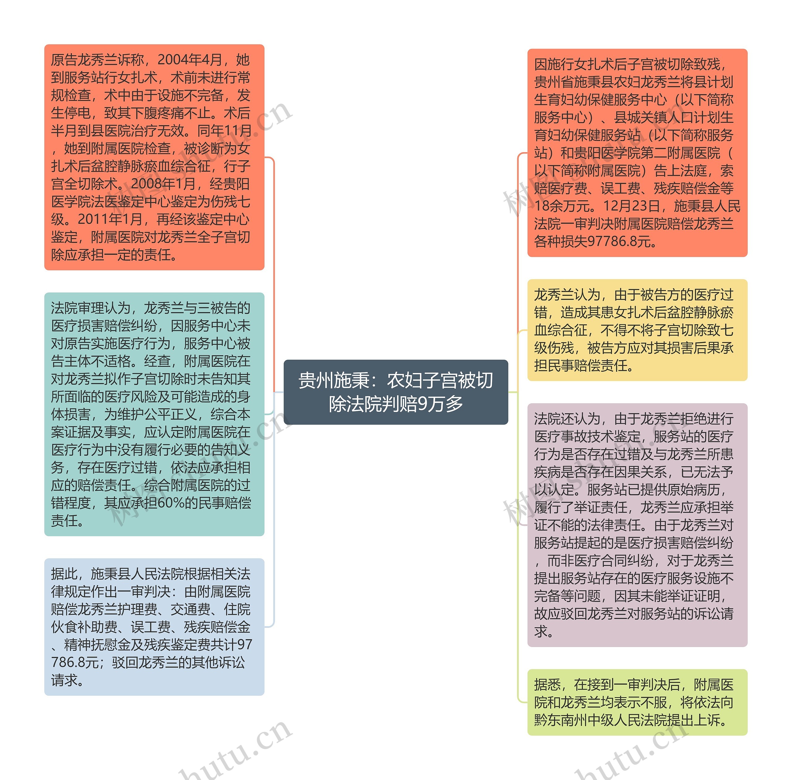 贵州施秉：农妇子宫被切除法院判赔9万多思维导图