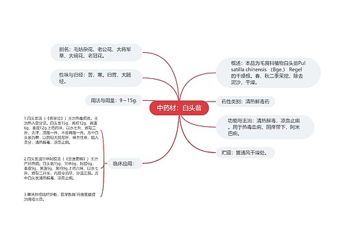 中药材：白头翁思维导图