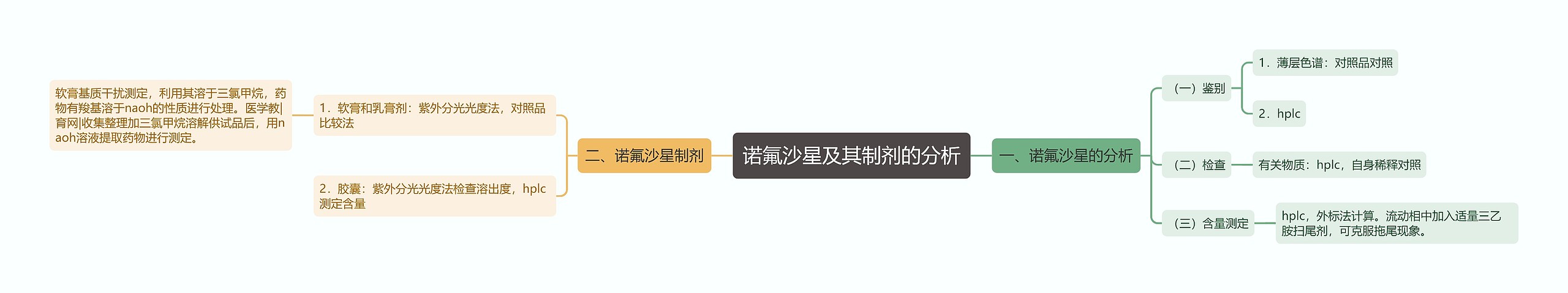 诺氟沙星及其制剂的分析思维导图