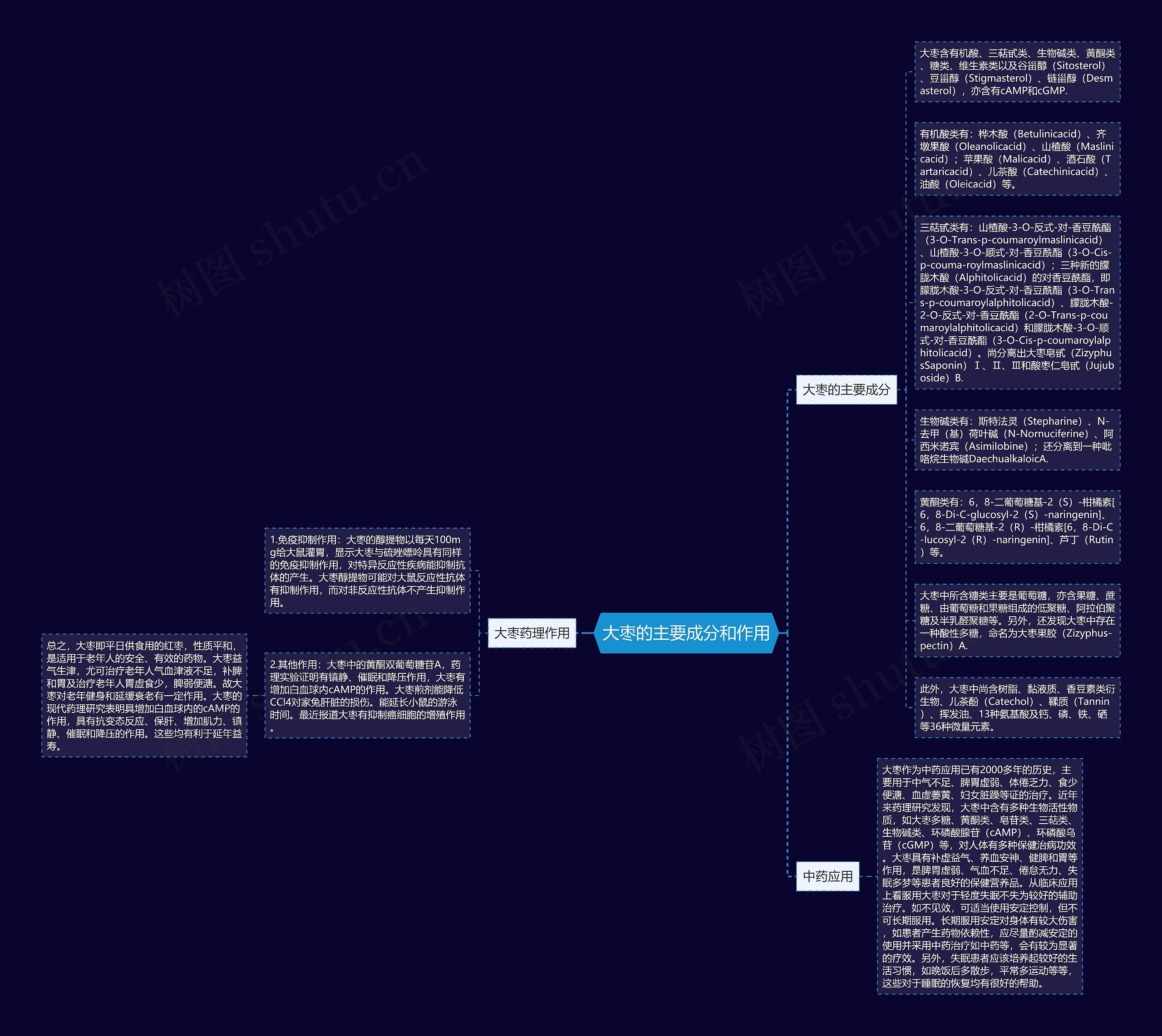 大枣的主要成分和作用思维导图