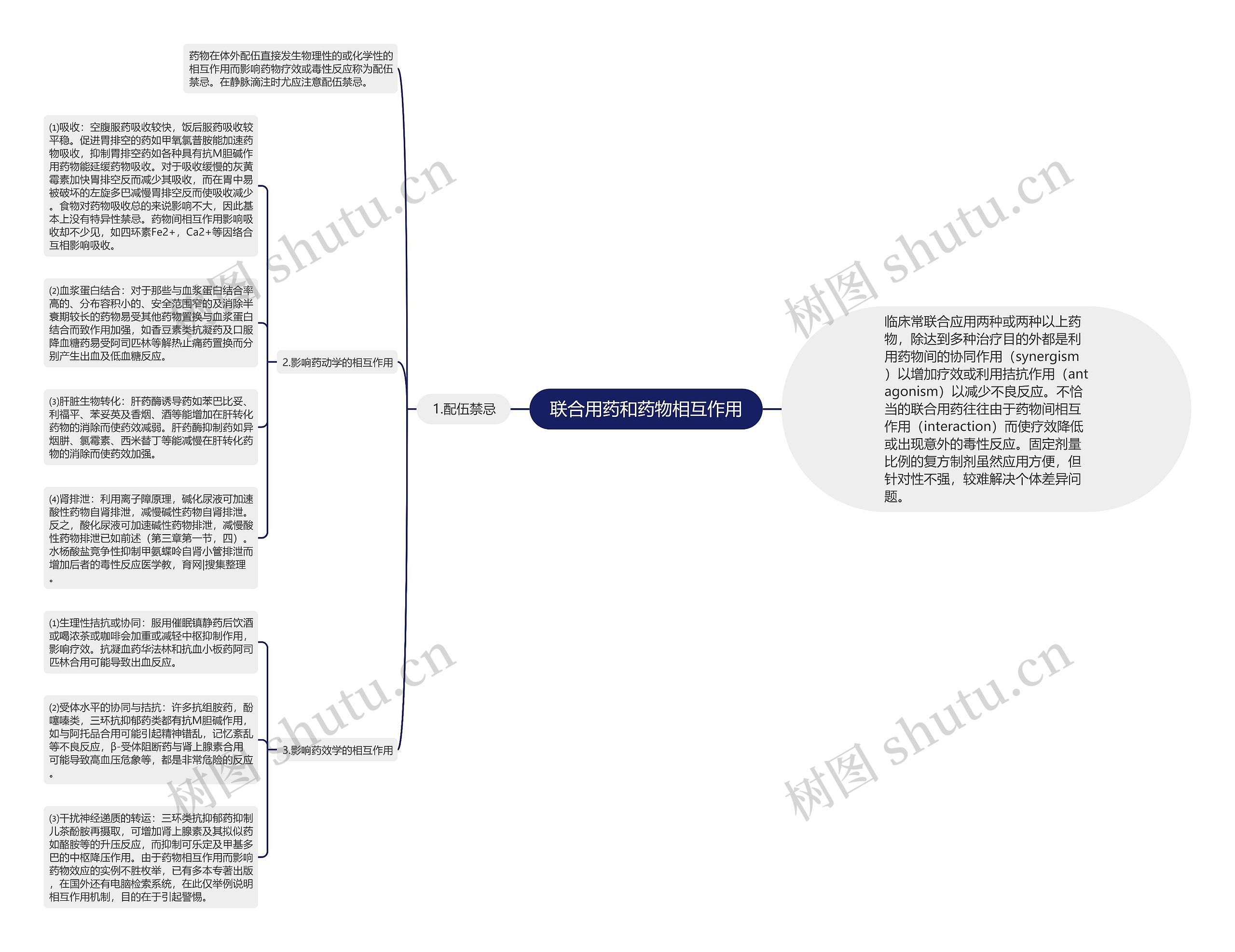 联合用药和药物相互作用思维导图