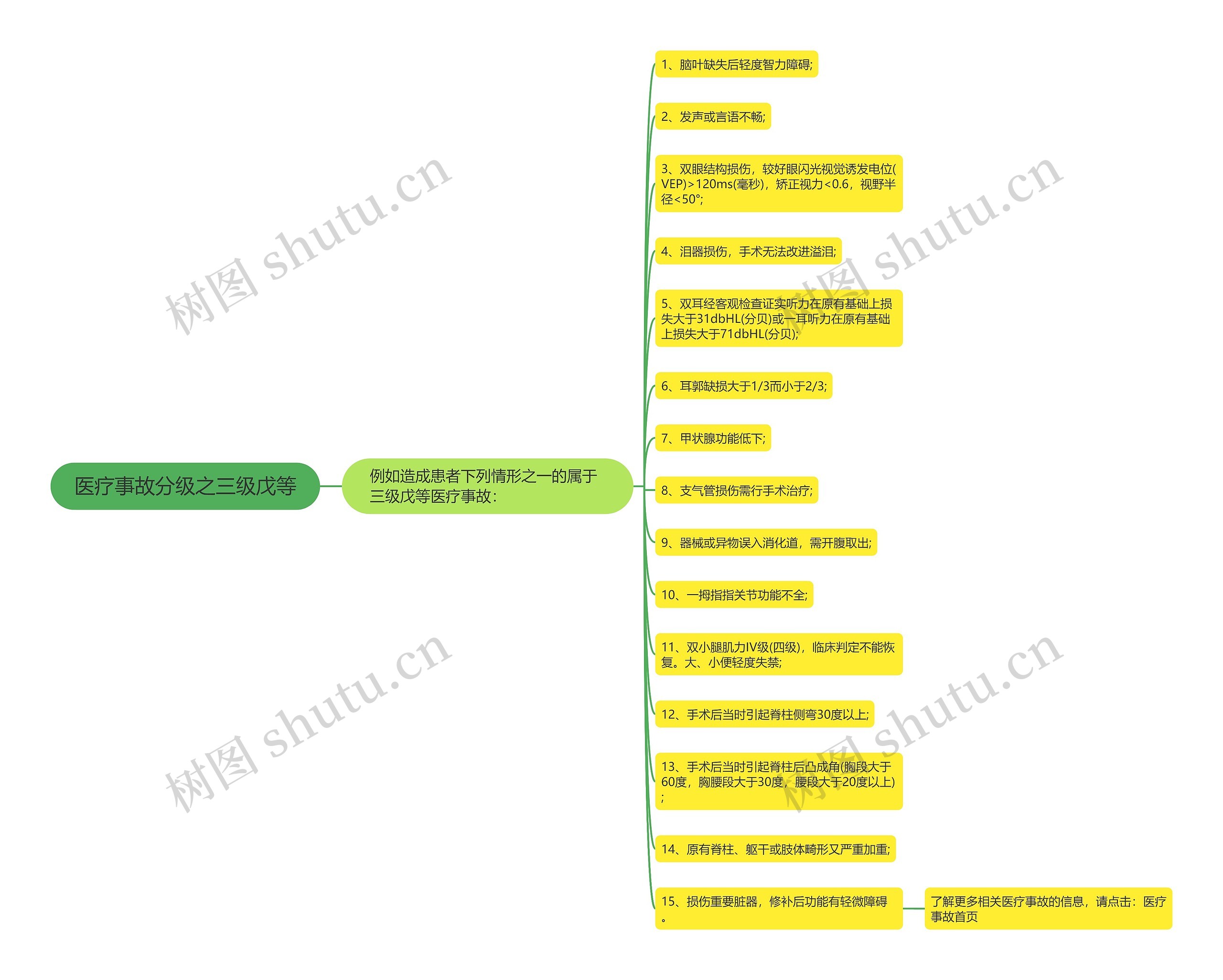 医疗事故分级之三级戊等思维导图