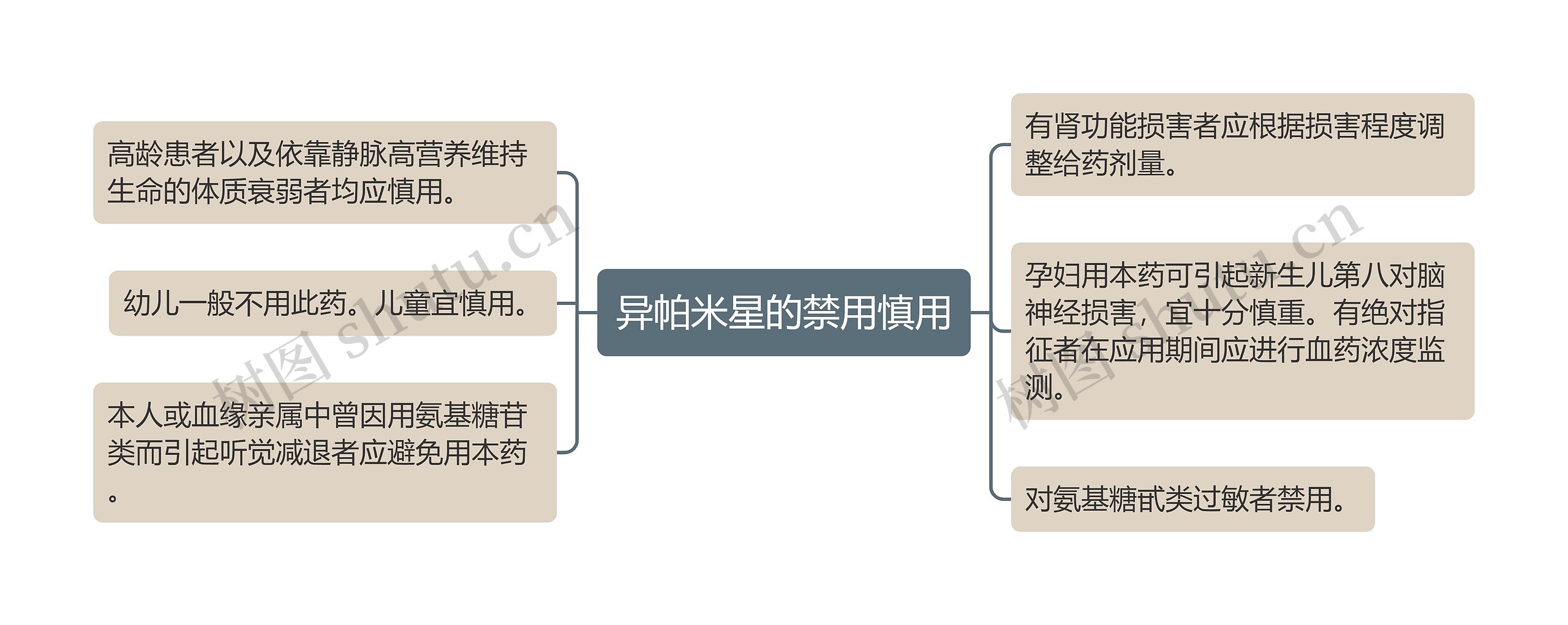 异帕米星的禁用慎用思维导图