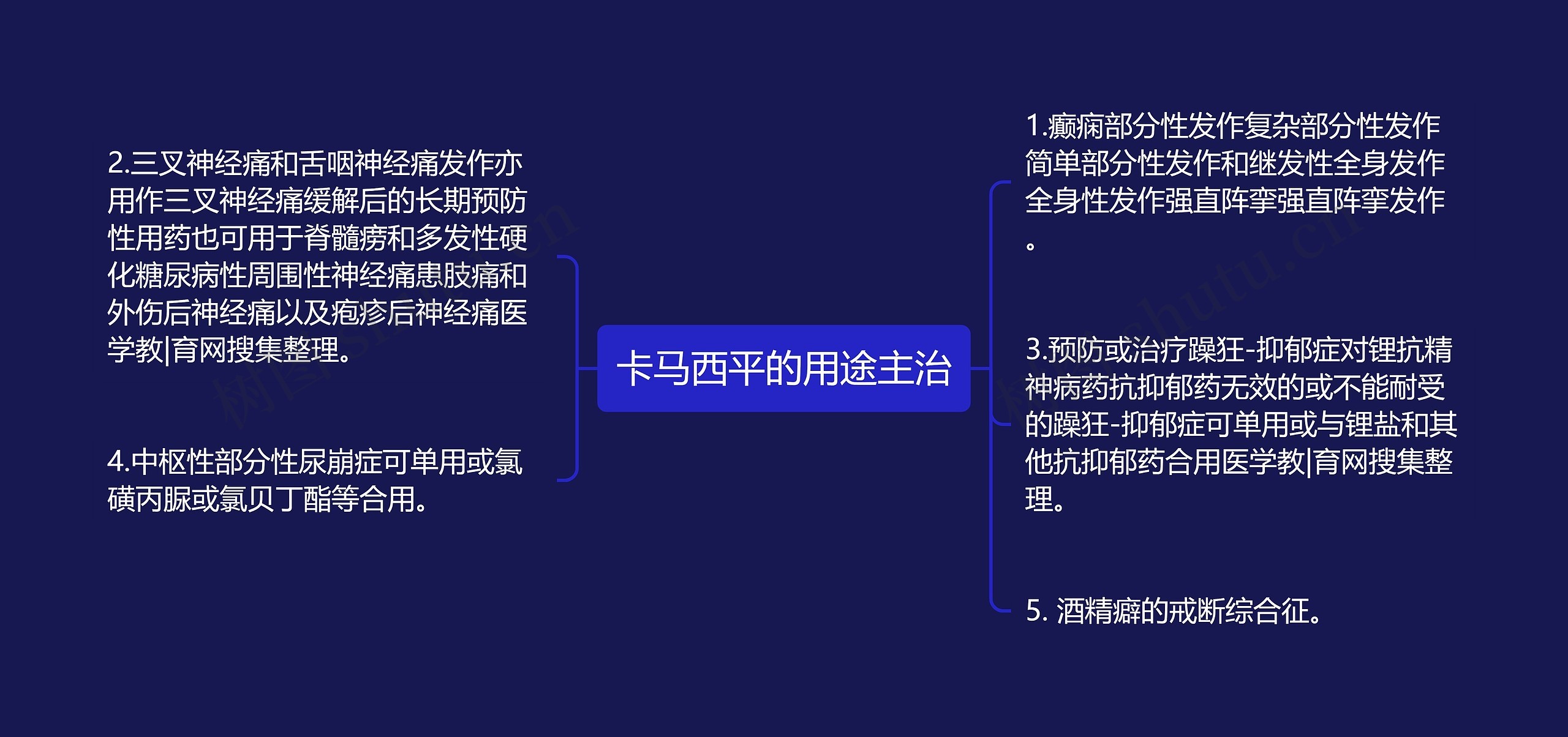 卡马西平的用途主治思维导图