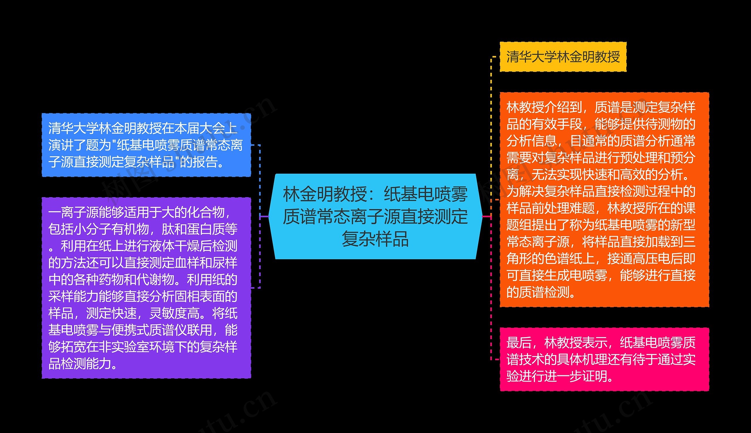 林金明教授：纸基电喷雾质谱常态离子源直接测定复杂样品思维导图