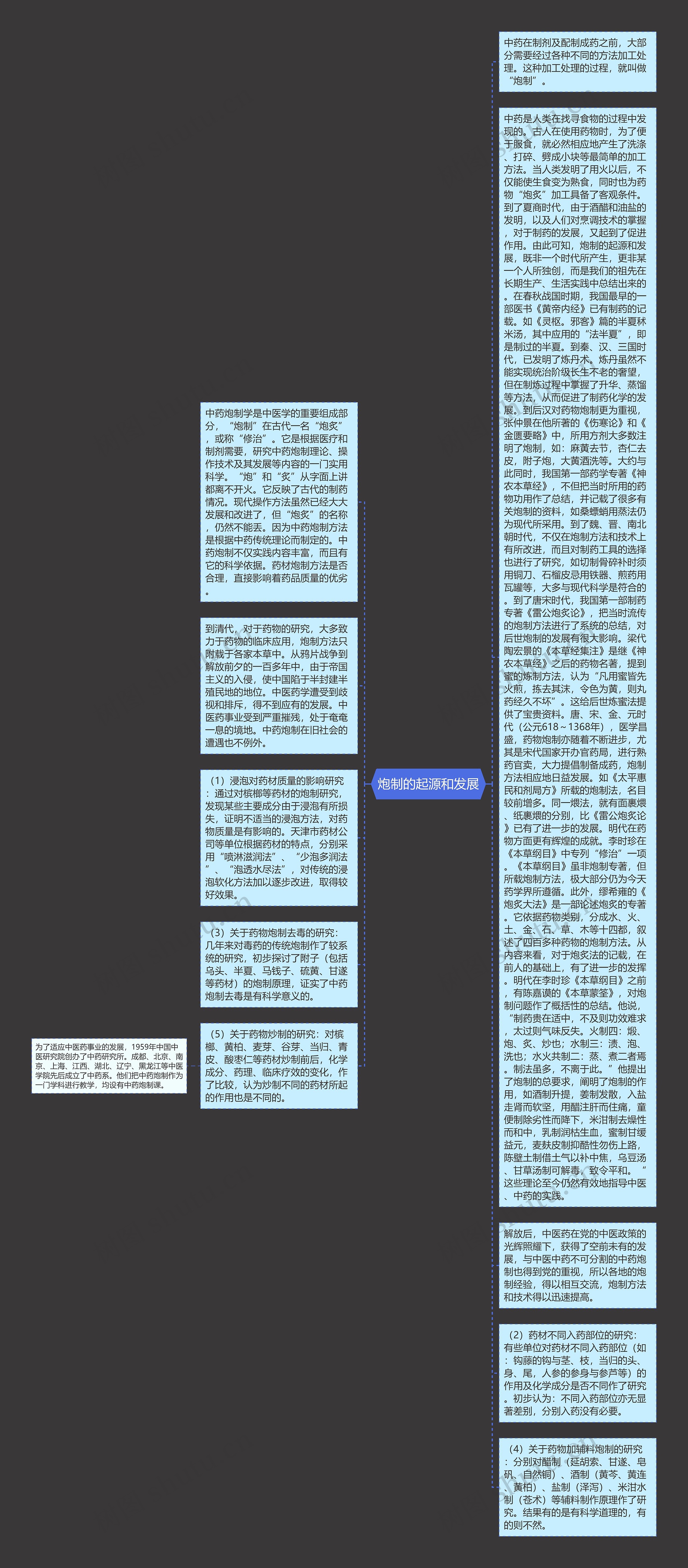 炮制的起源和发展思维导图