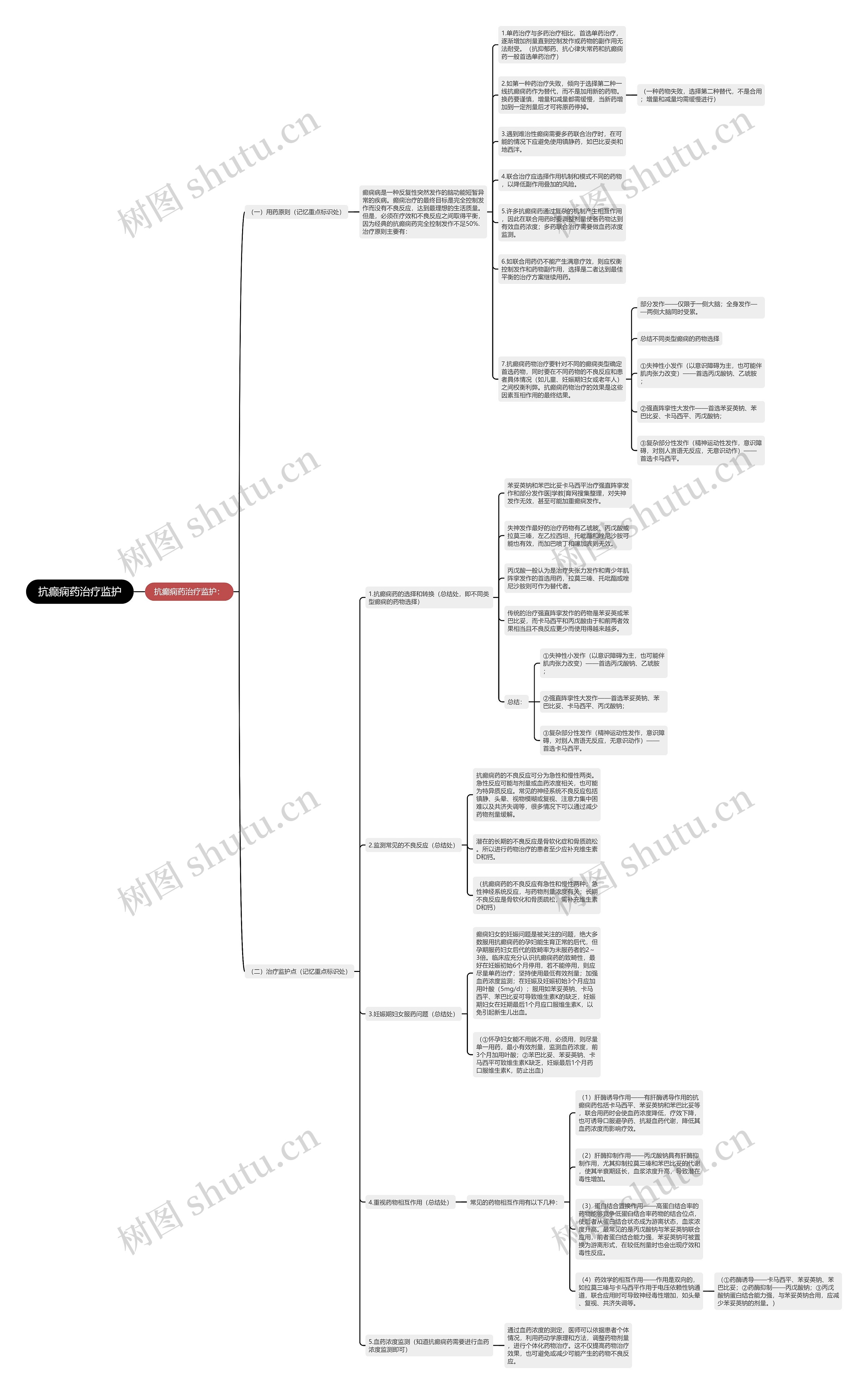 抗癫痫药治疗监护思维导图