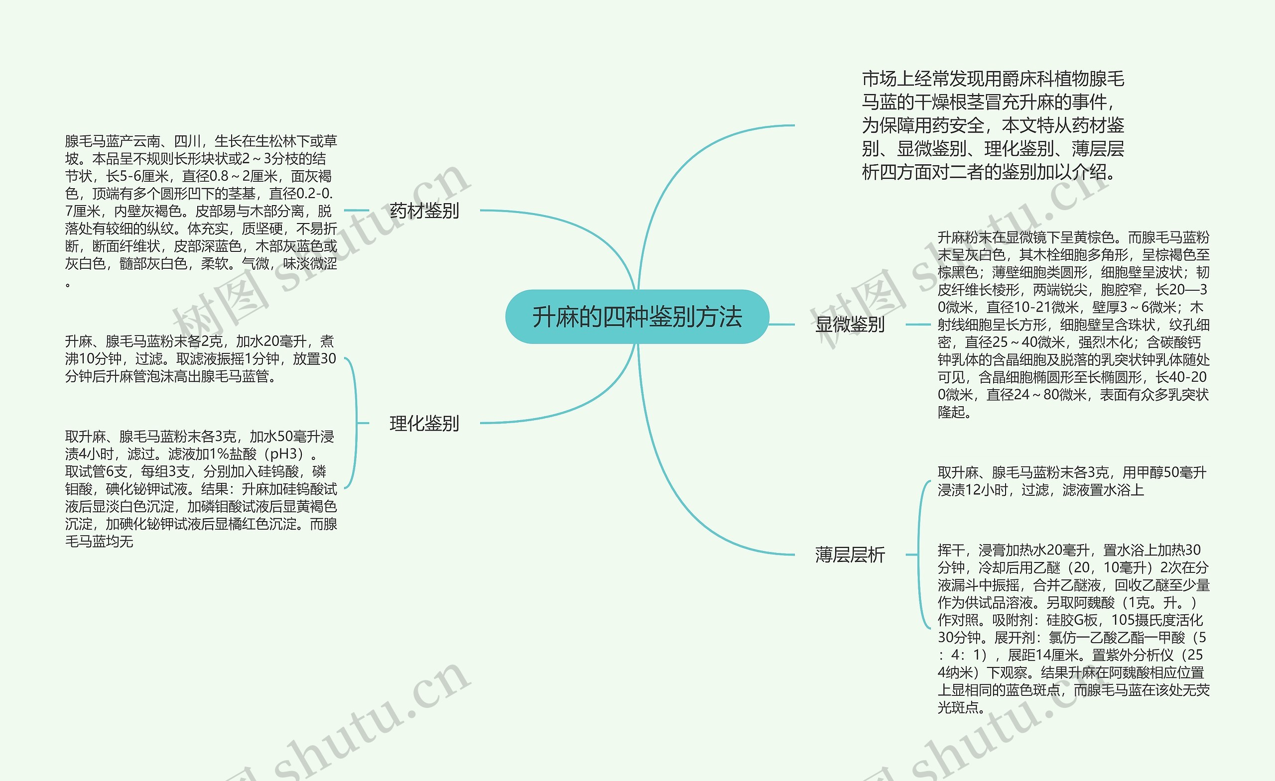 升麻的四种鉴别方法思维导图