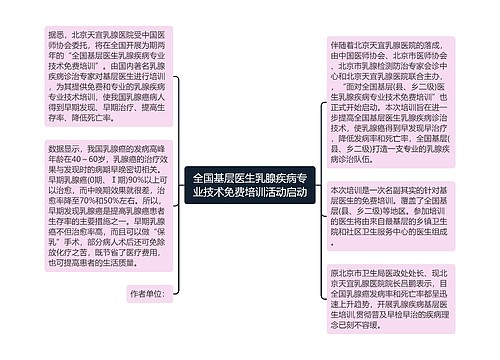 全国基层医生乳腺疾病专业技术免费培训活动启动