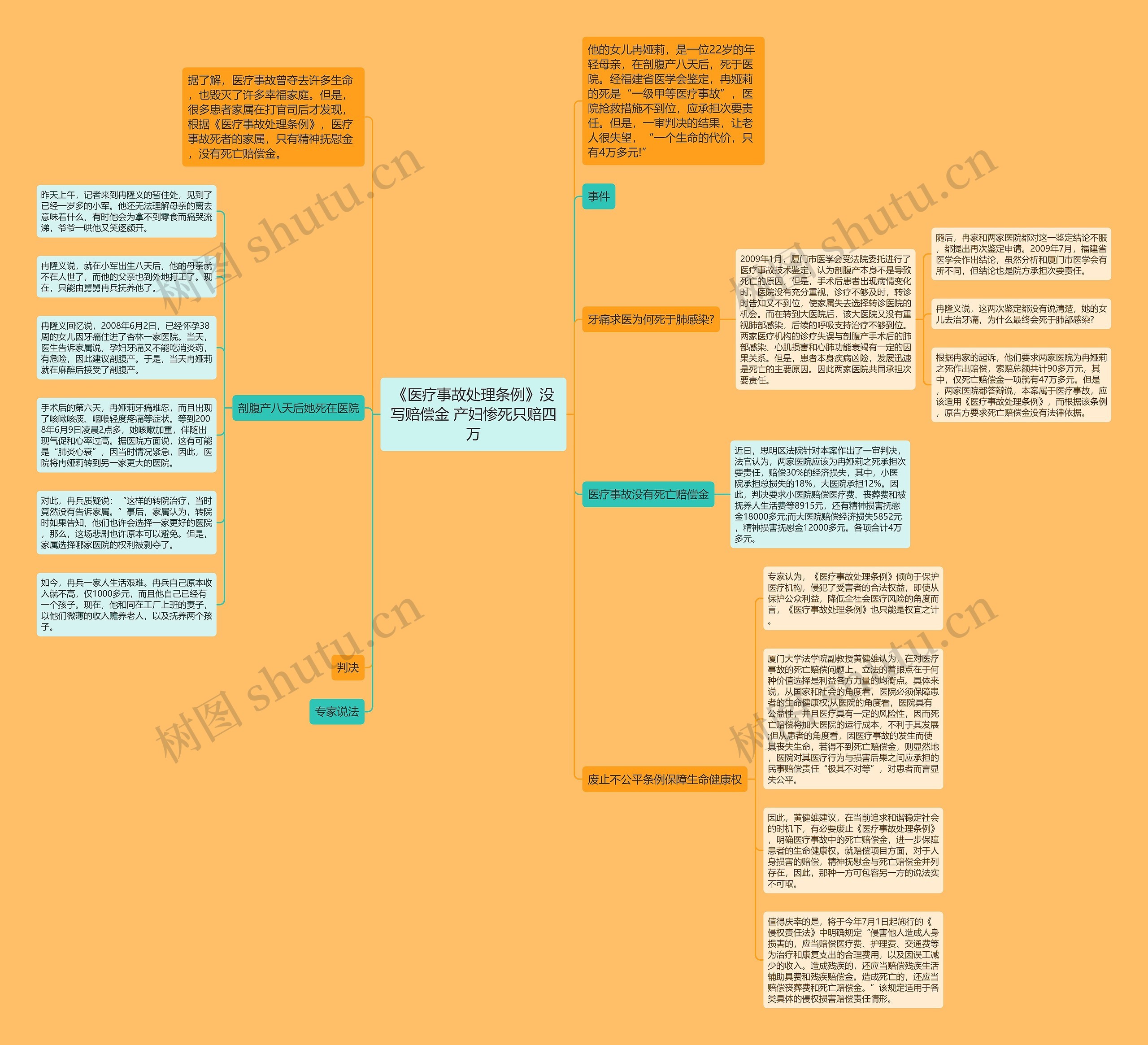 《医疗事故处理条例》没写赔偿金 产妇惨死只赔四万思维导图