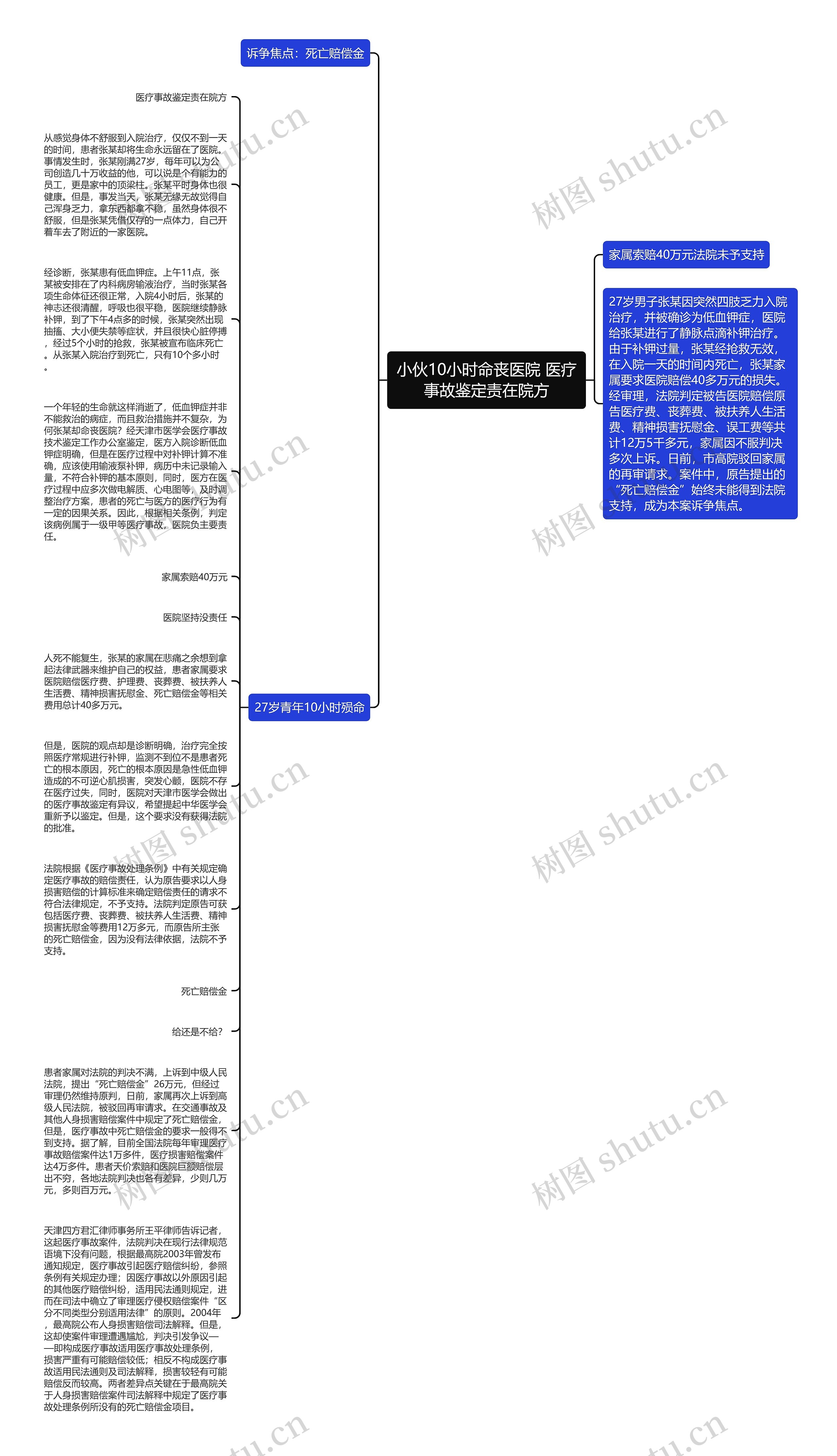 小伙10小时命丧医院 医疗事故鉴定责在院方思维导图