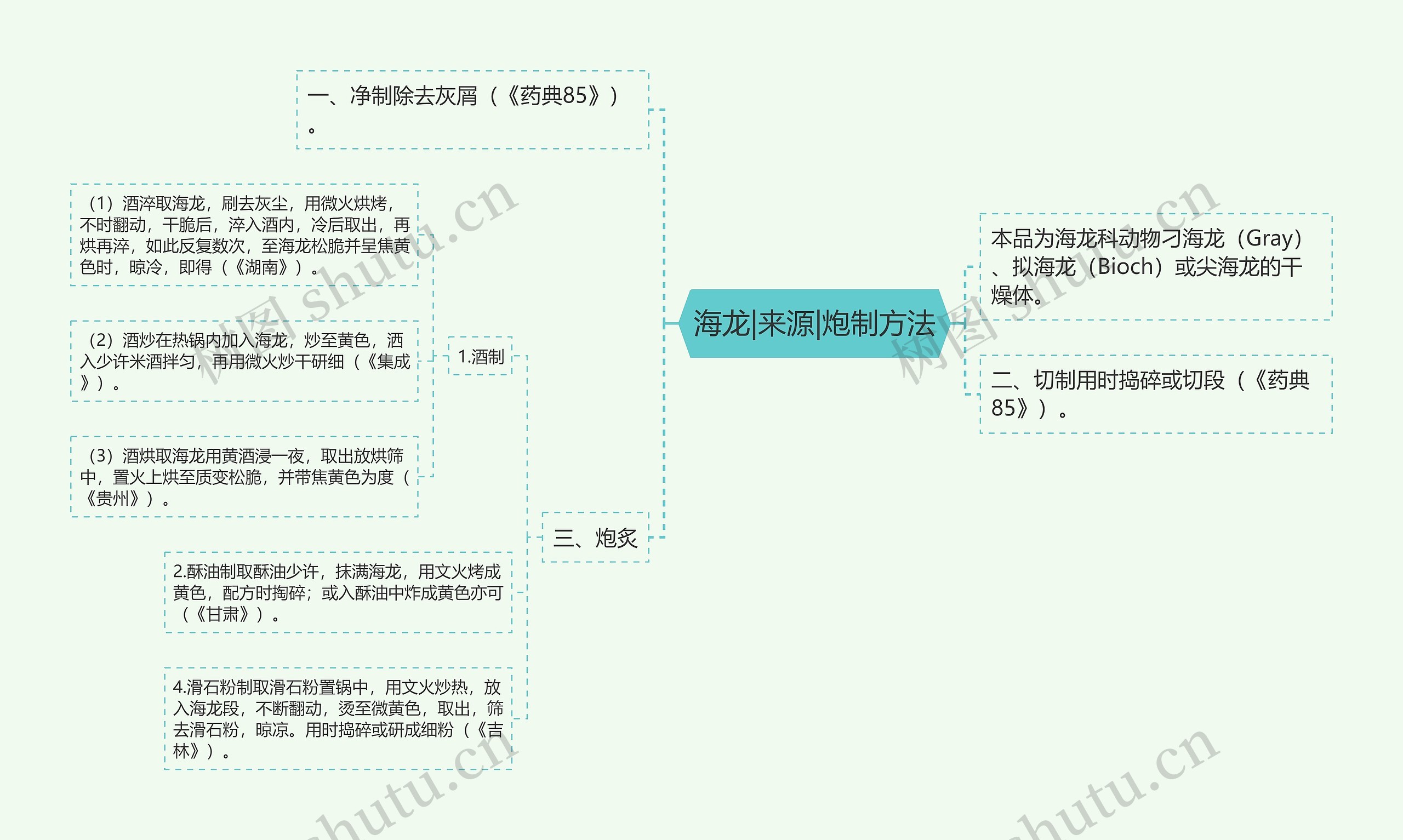 海龙|来源|炮制方法思维导图