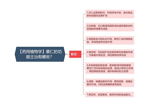 【药用植物学】薏仁的功能主治有哪些？