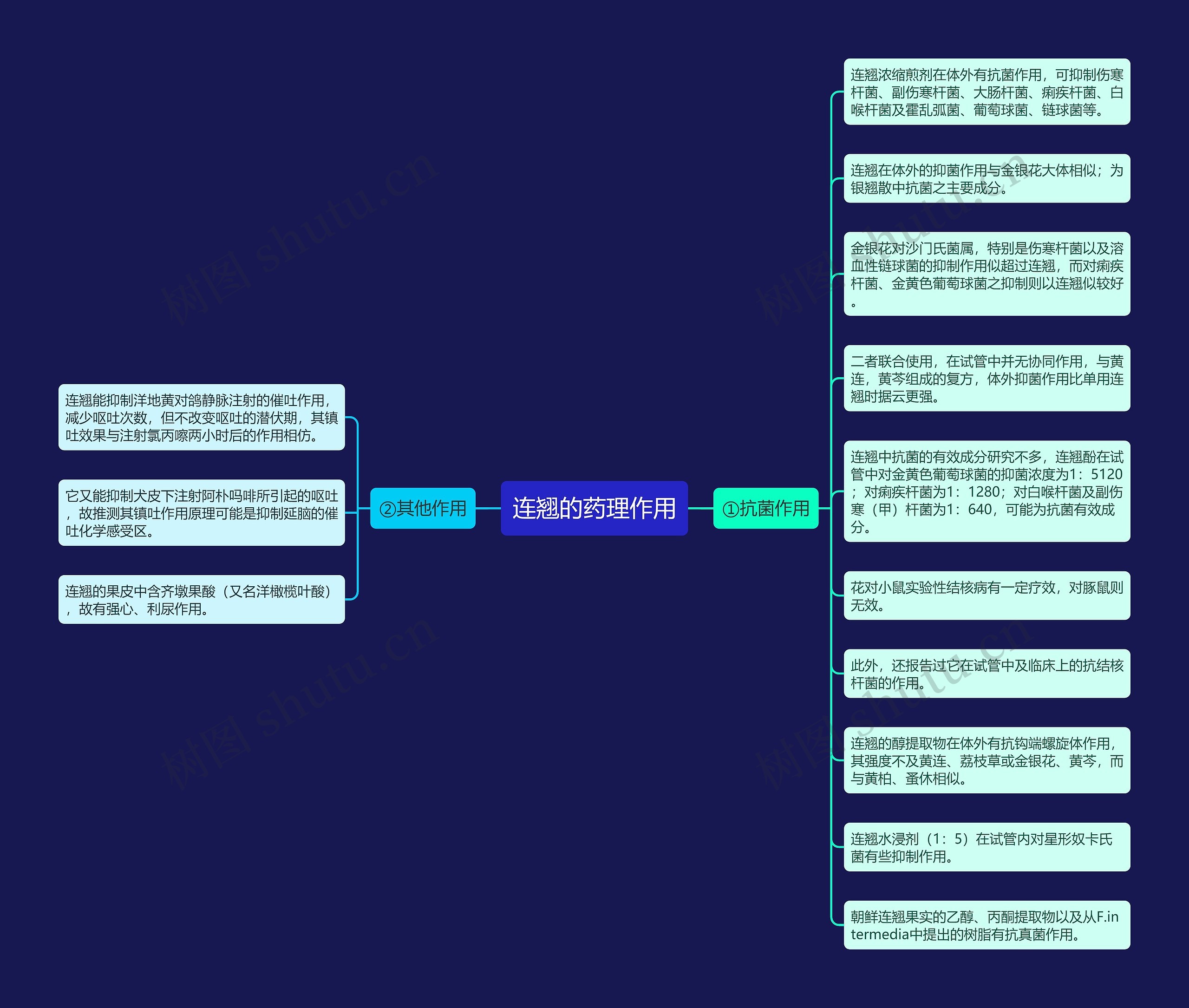 连翘的药理作用思维导图