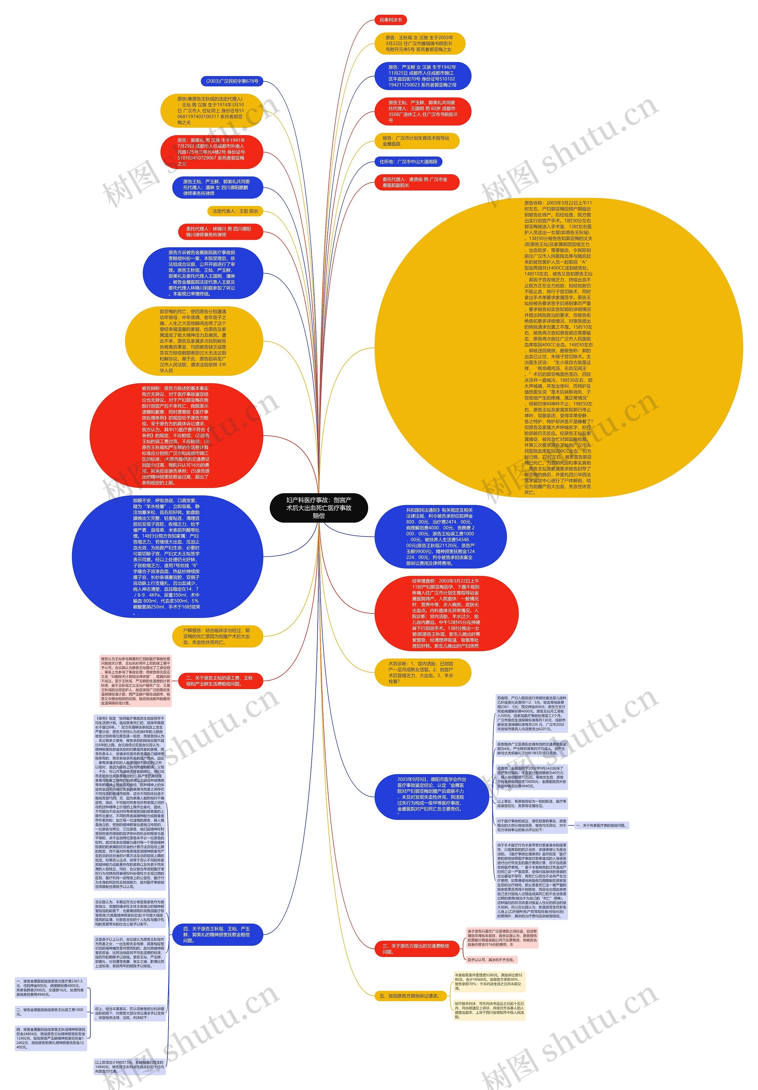 妇产科医疗事故：剖宫产术后大出血死亡医疗事故赔偿思维导图