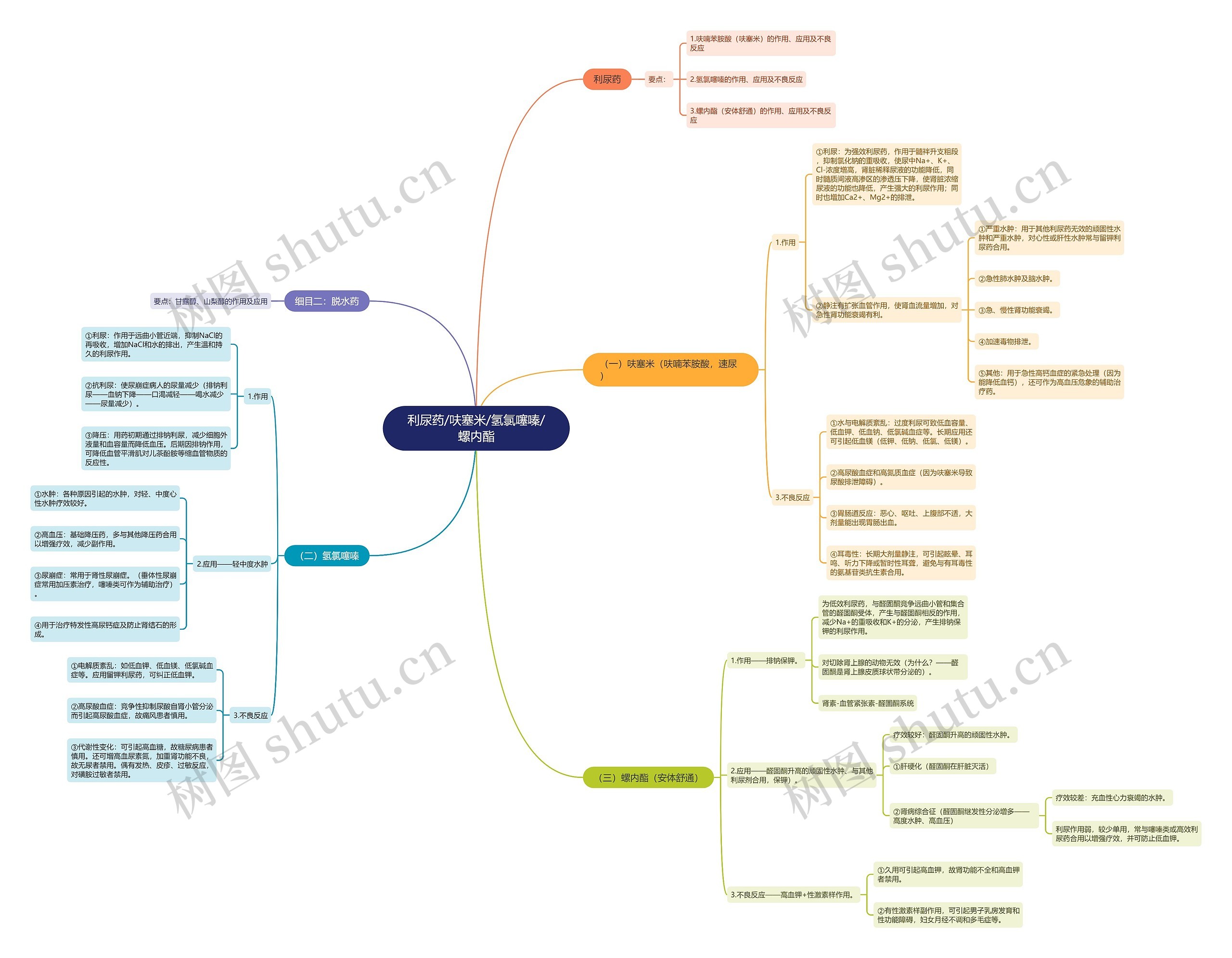 利尿药/呋塞米/氢氯噻嗪/螺内酯 利尿药/呋塞米/氢氯噻嗪/螺内酯
