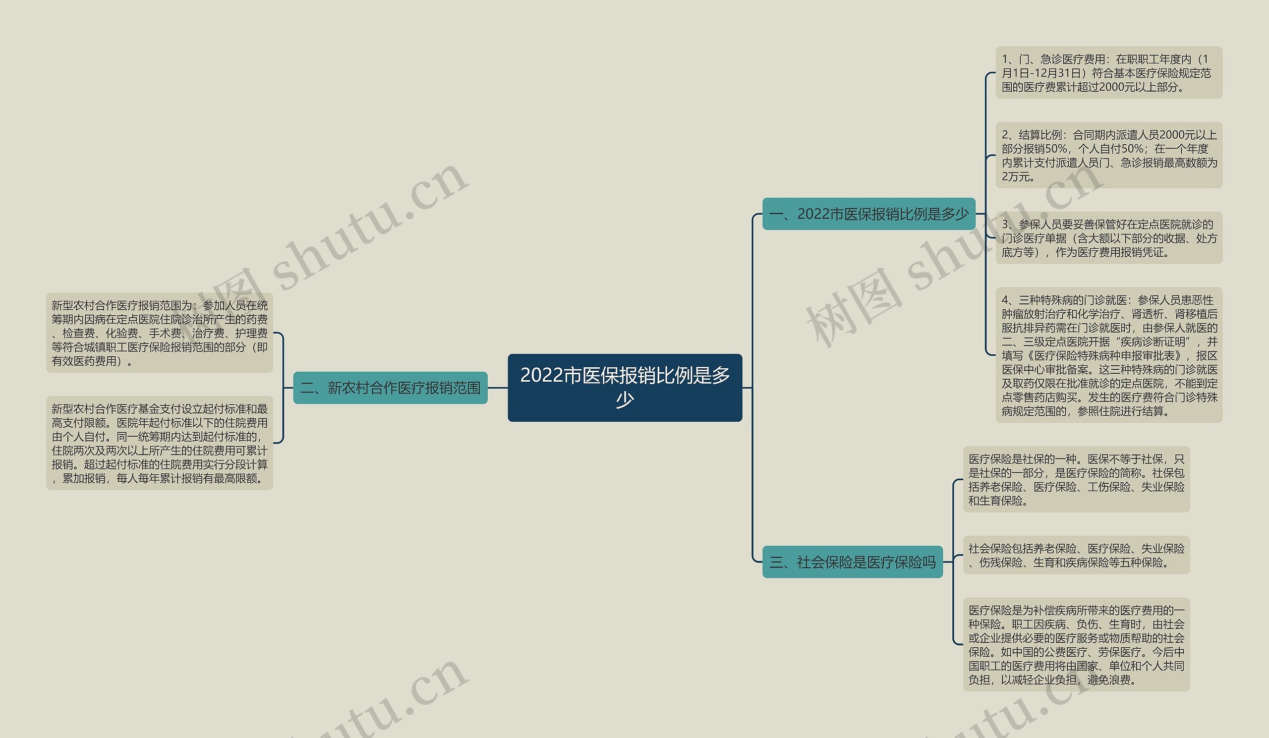 2022市医保报销比例是多少思维导图