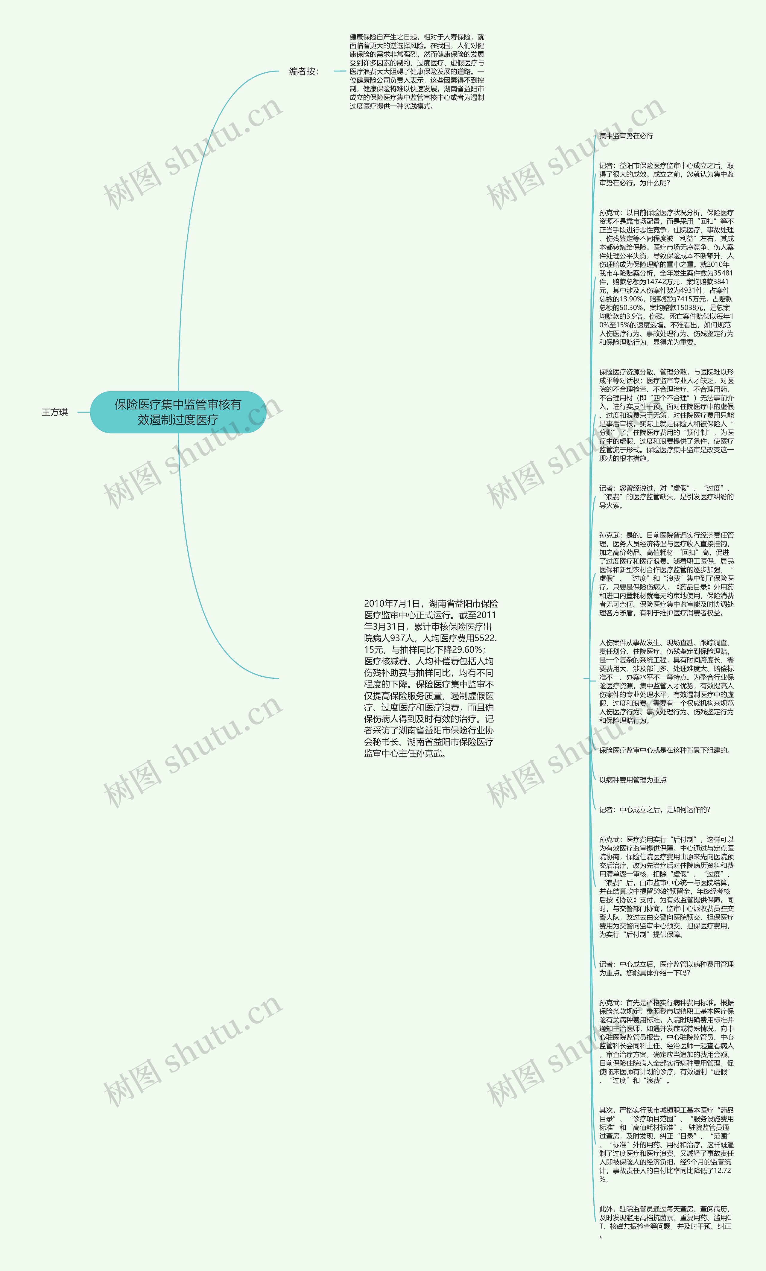 保险医疗集中监管审核有效遏制过度医疗思维导图