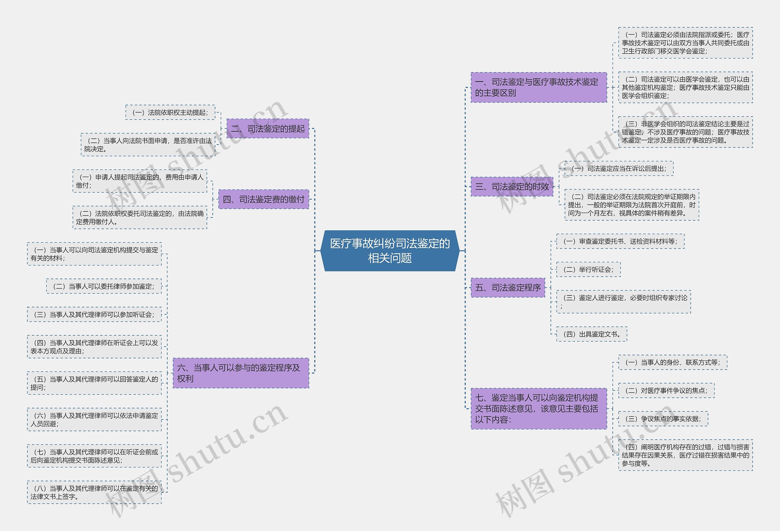 医疗事故纠纷司法鉴定的相关问题思维导图