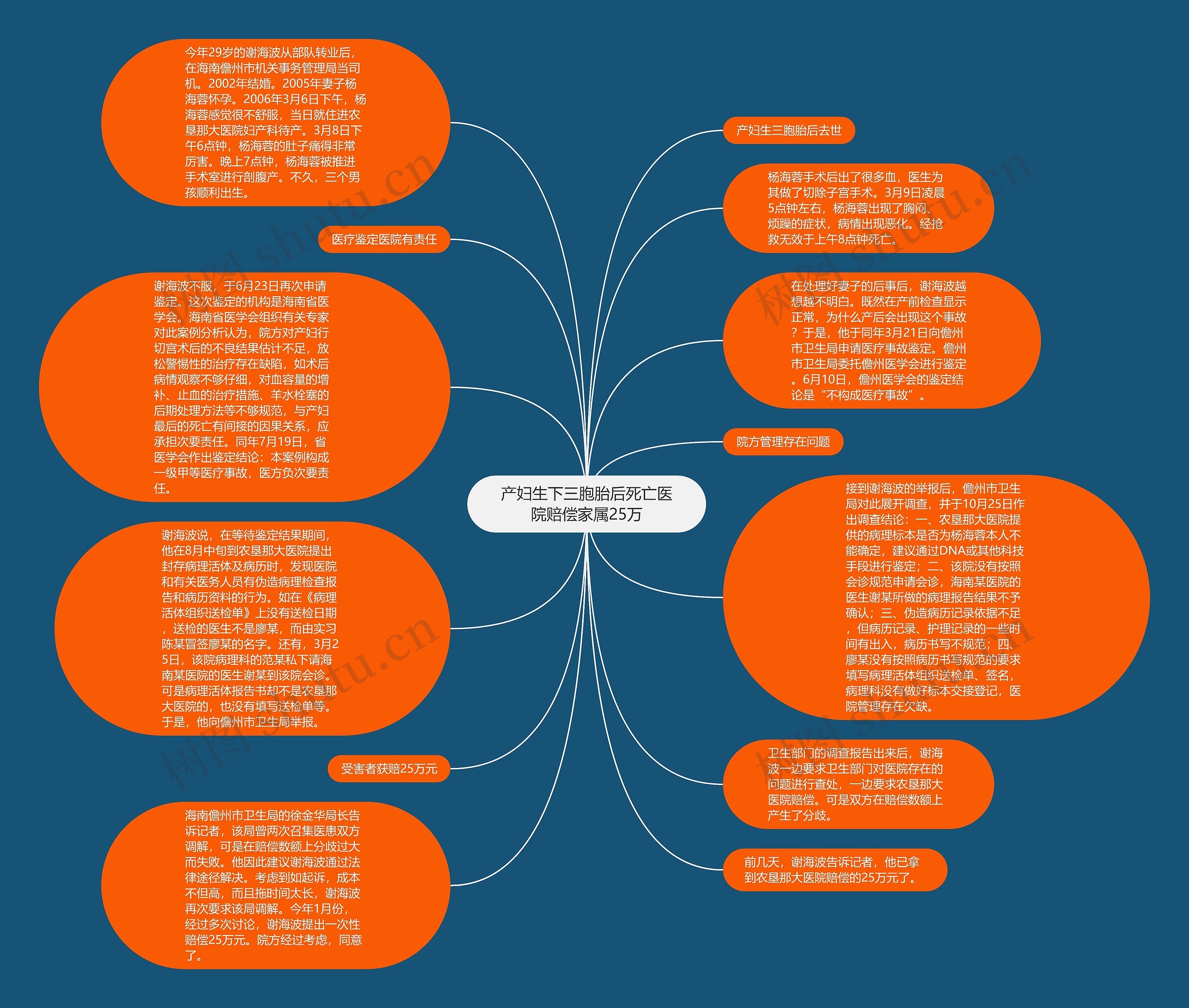 产妇生下三胞胎后死亡医院赔偿家属25万思维导图