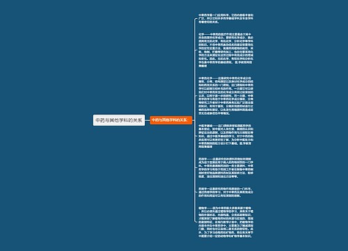 中药与其他学科的关系