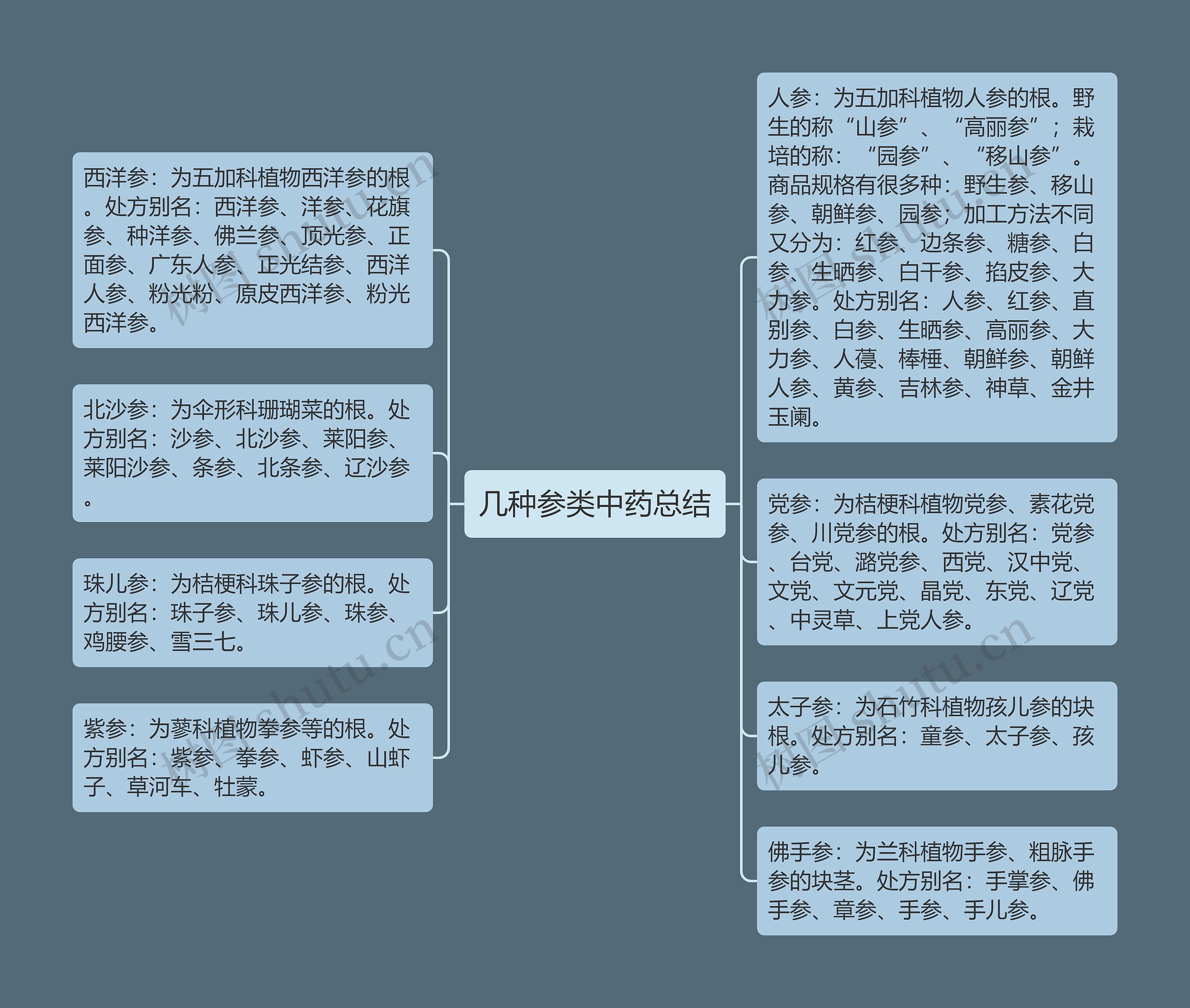 几种参类中药总结思维导图