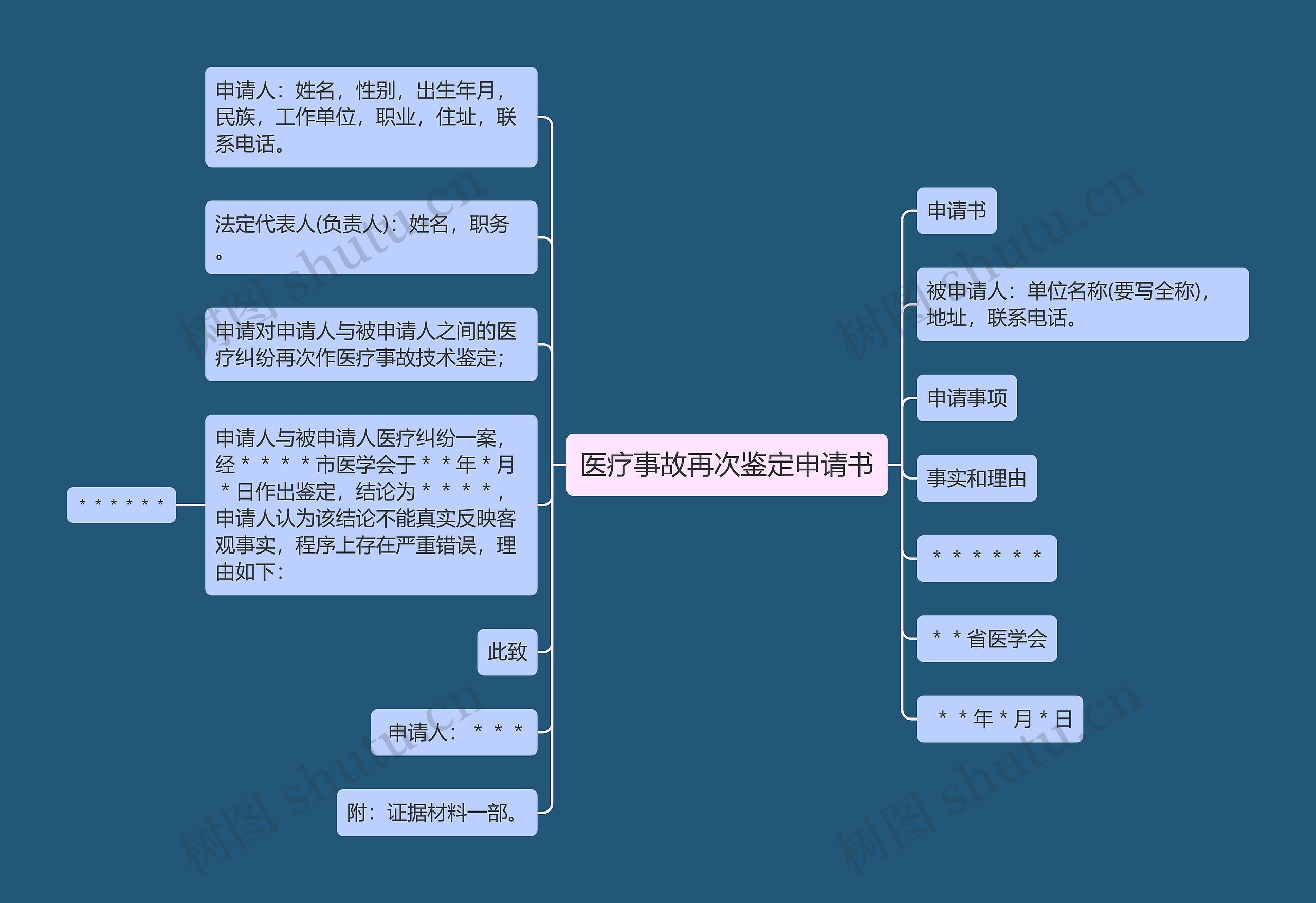 医疗事故再次鉴定申请书思维导图