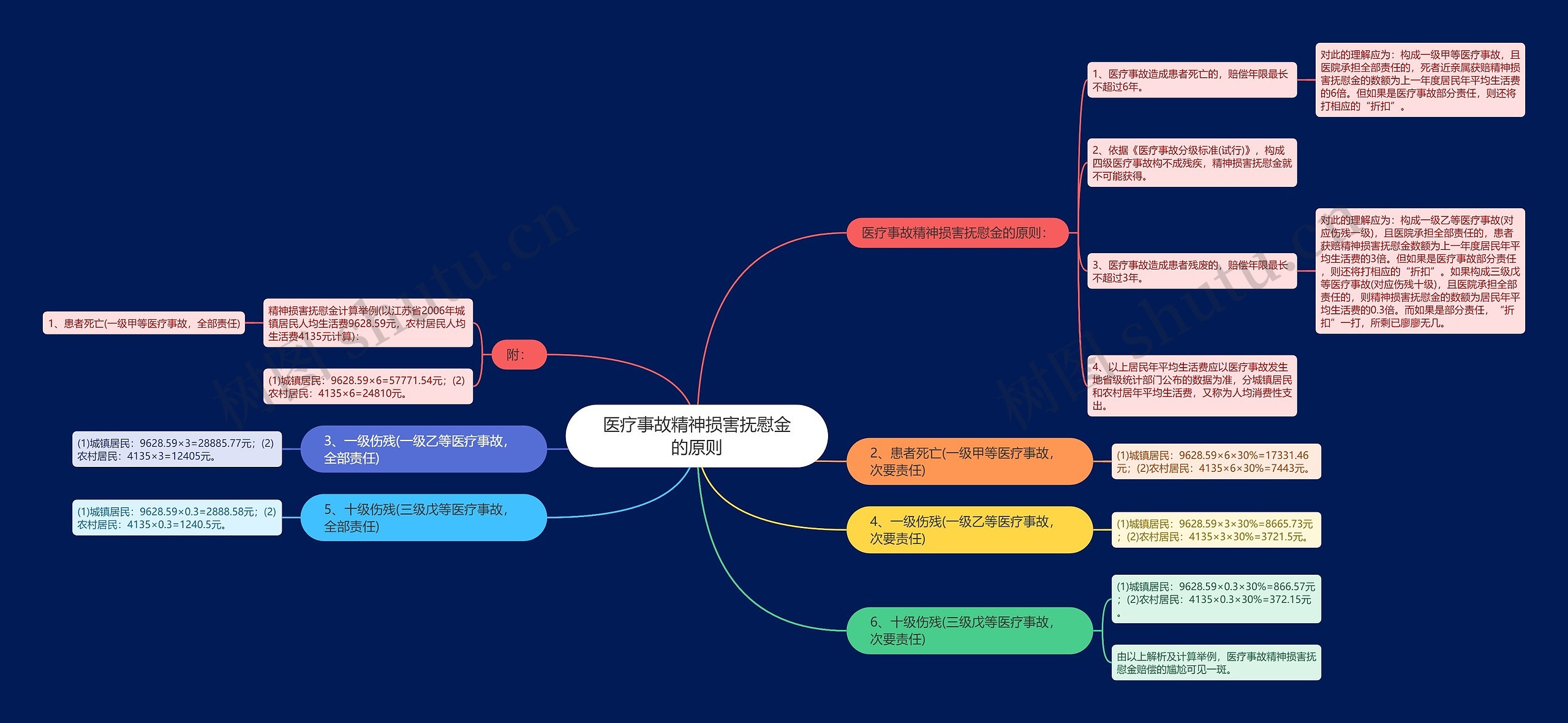 医疗事故精神损害抚慰金的原则思维导图