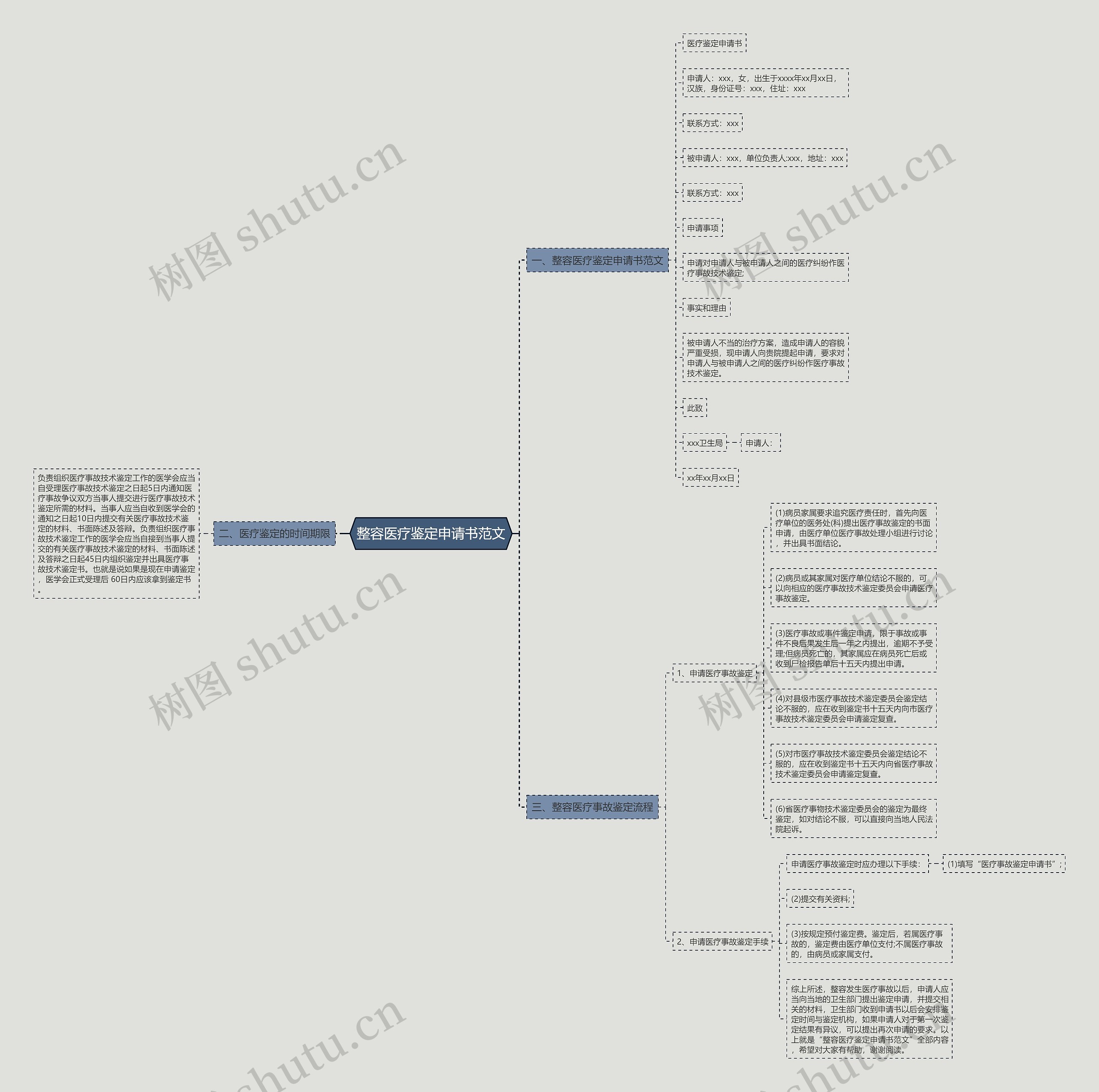 整容医疗鉴定申请书范文思维导图