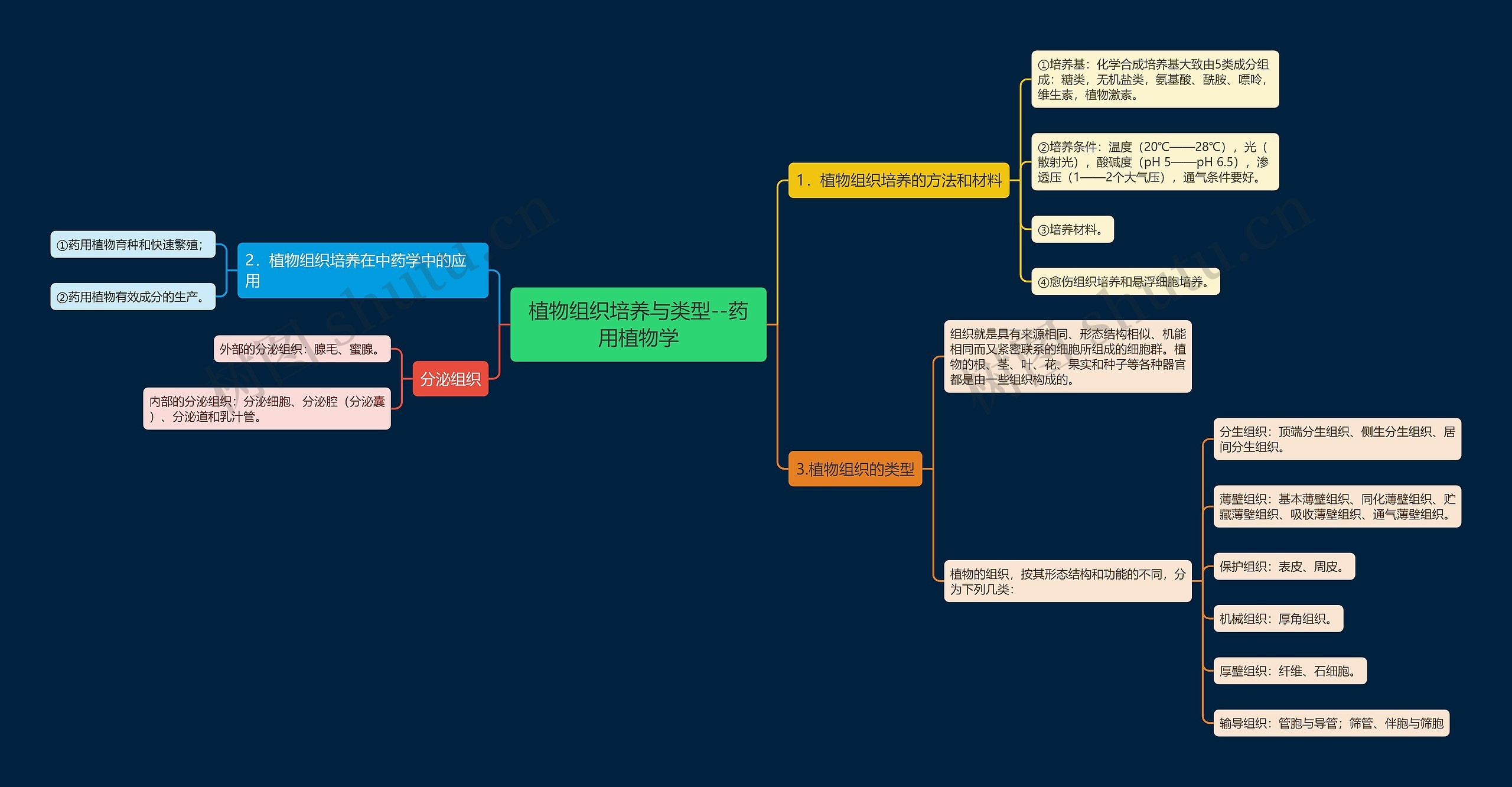 植物组织培养与类型--药用植物学思维导图