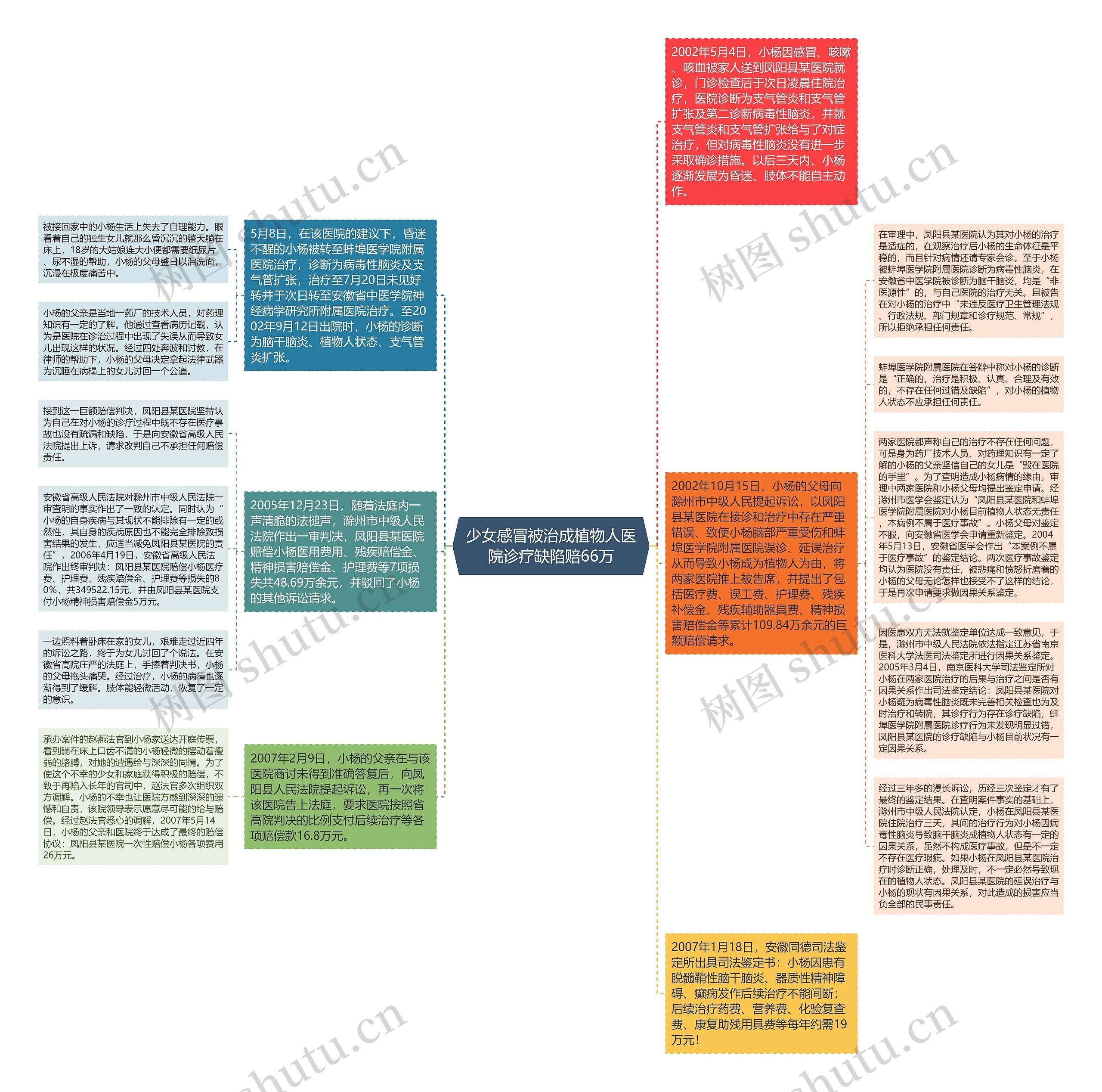 少女感冒被治成植物人医院诊疗缺陷赔66万思维导图