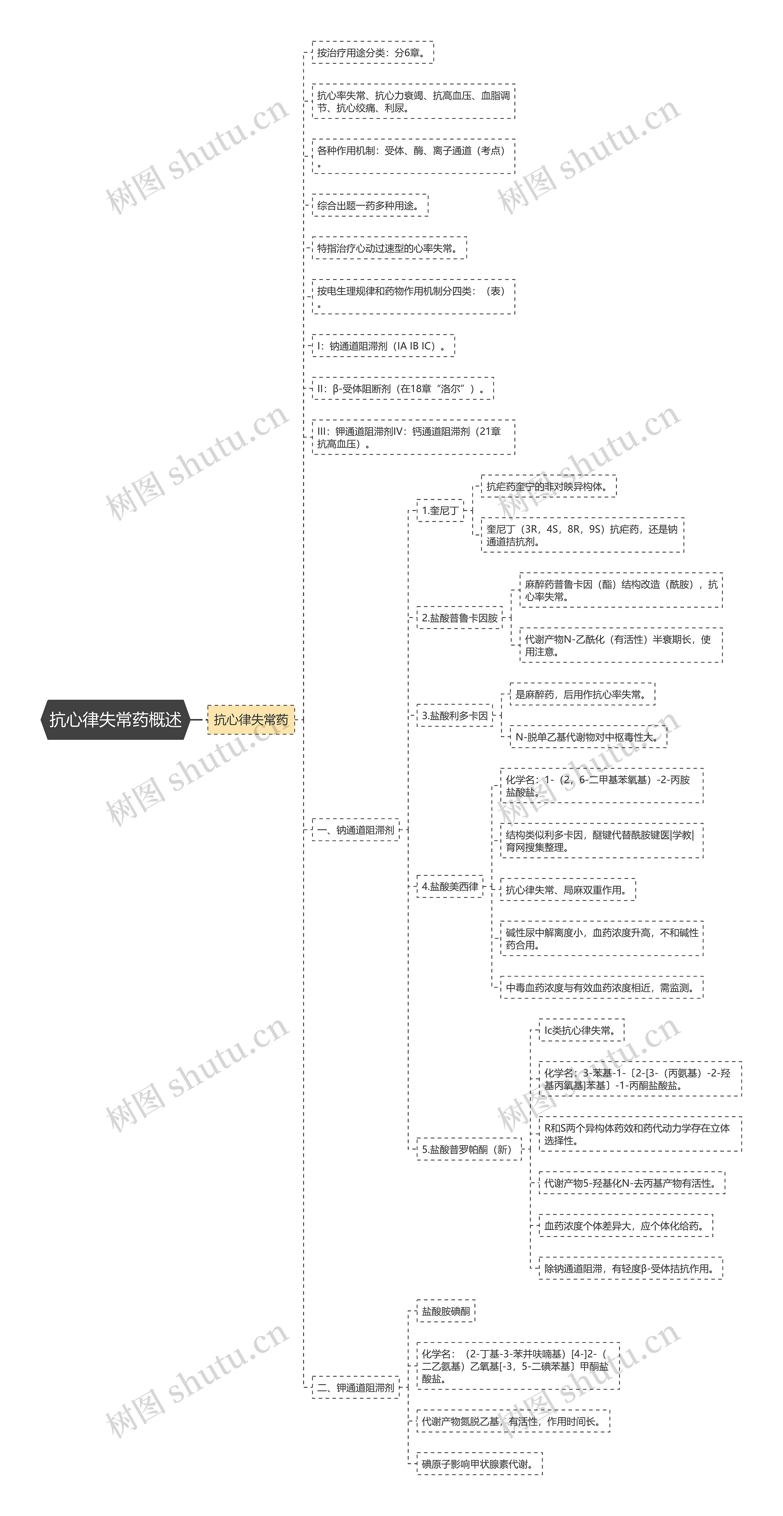 抗心律失常药概述思维导图