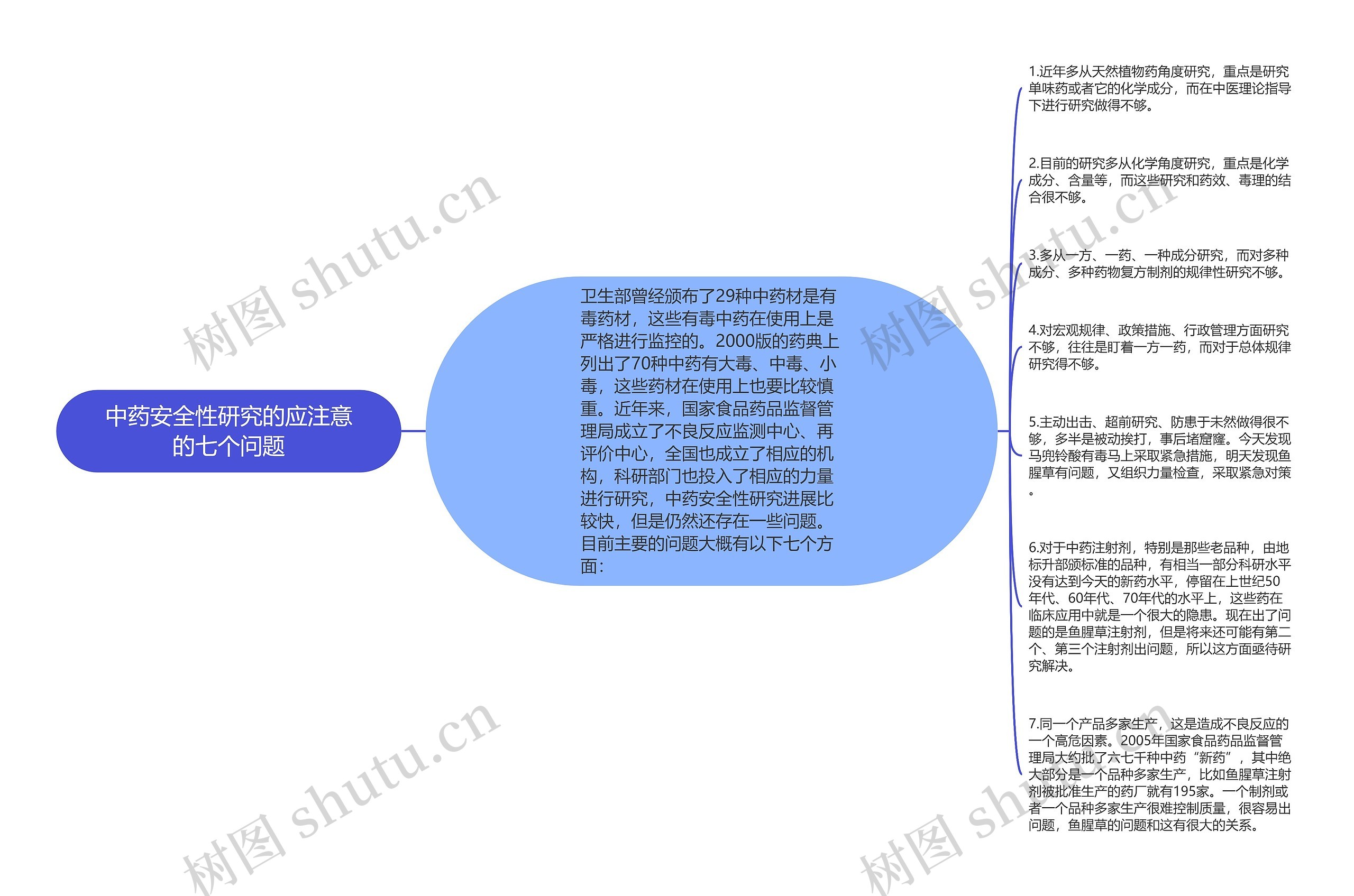 中药安全性研究的应注意的七个问题思维导图