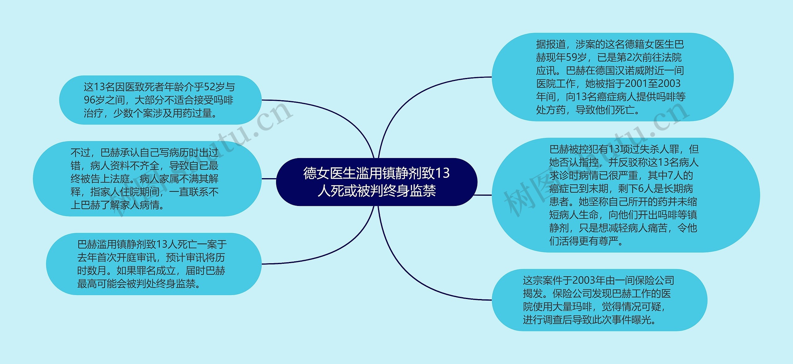 德女医生滥用镇静剂致13人死或被判终身监禁思维导图