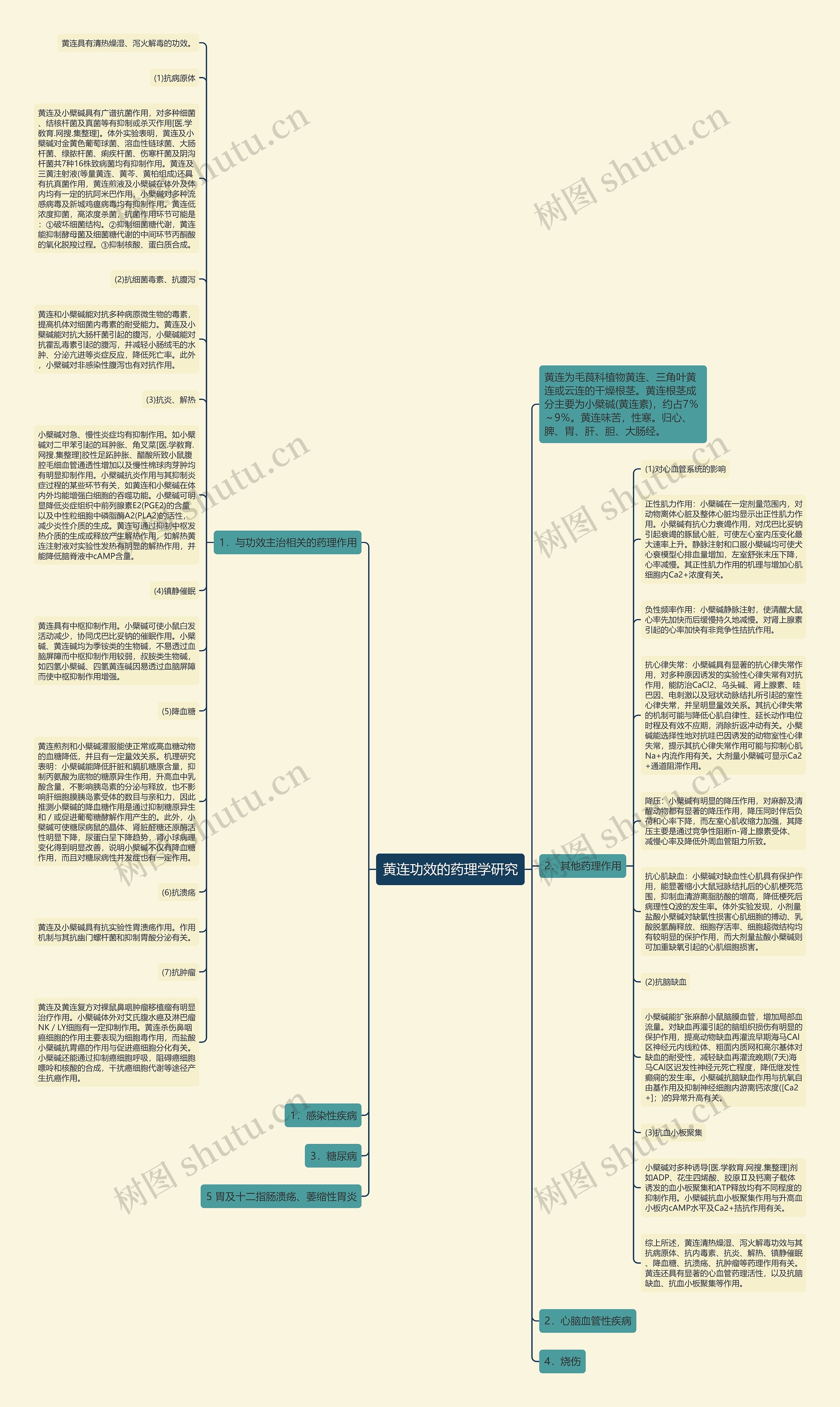 黄连功效的药理学研究思维导图