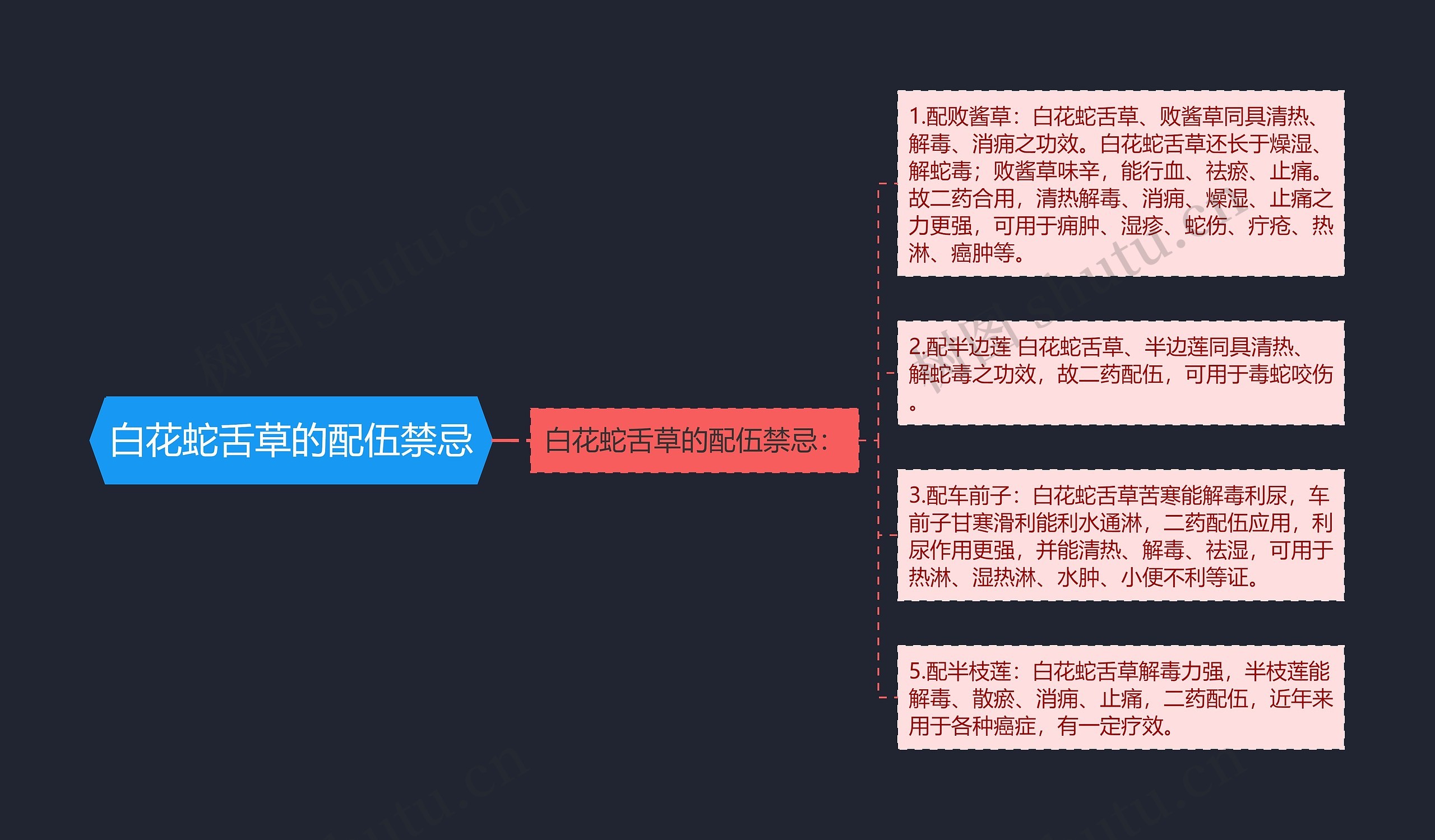 白花蛇舌草的配伍禁忌思维导图