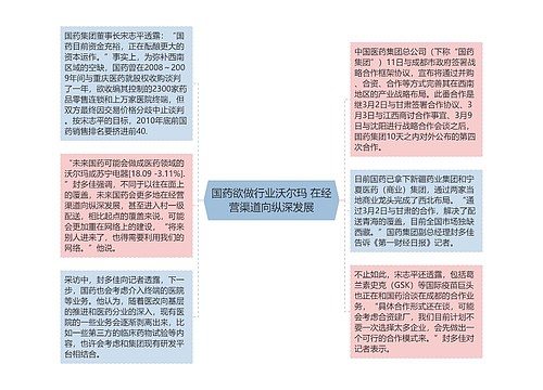 国药欲做行业沃尔玛 在经营渠道向纵深发展