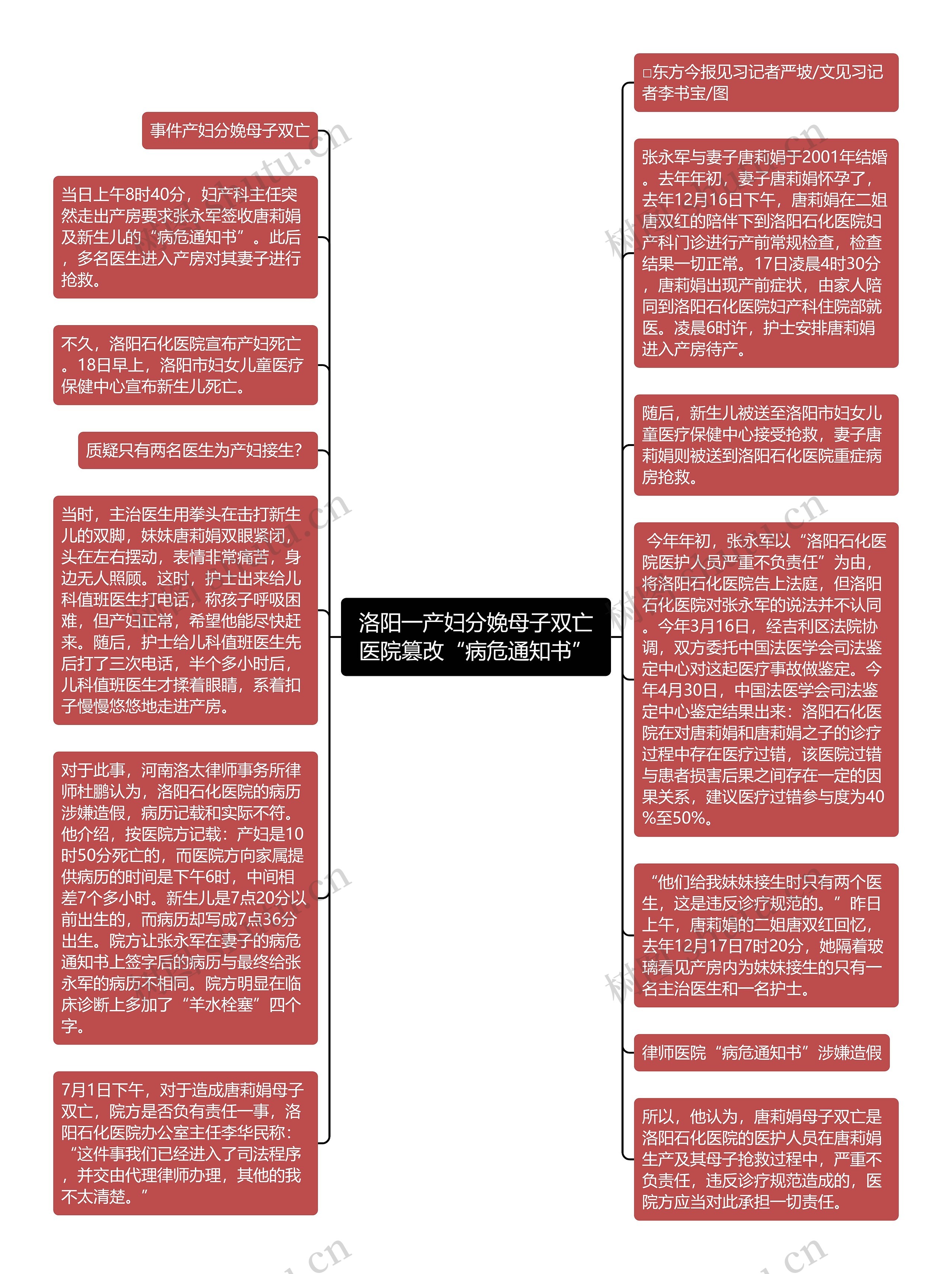 洛阳一产妇分娩母子双亡医院篡改“病危通知书”思维导图