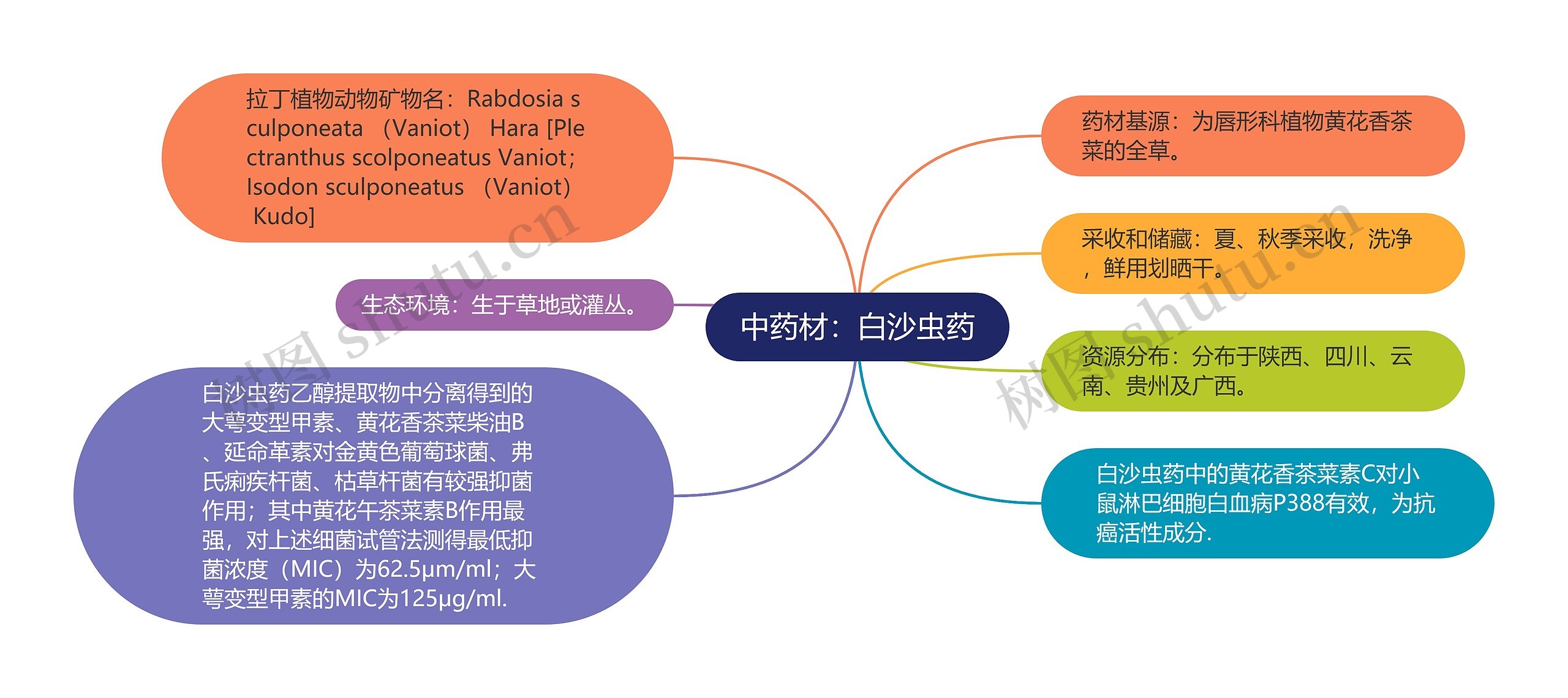 中药材：白沙虫药思维导图