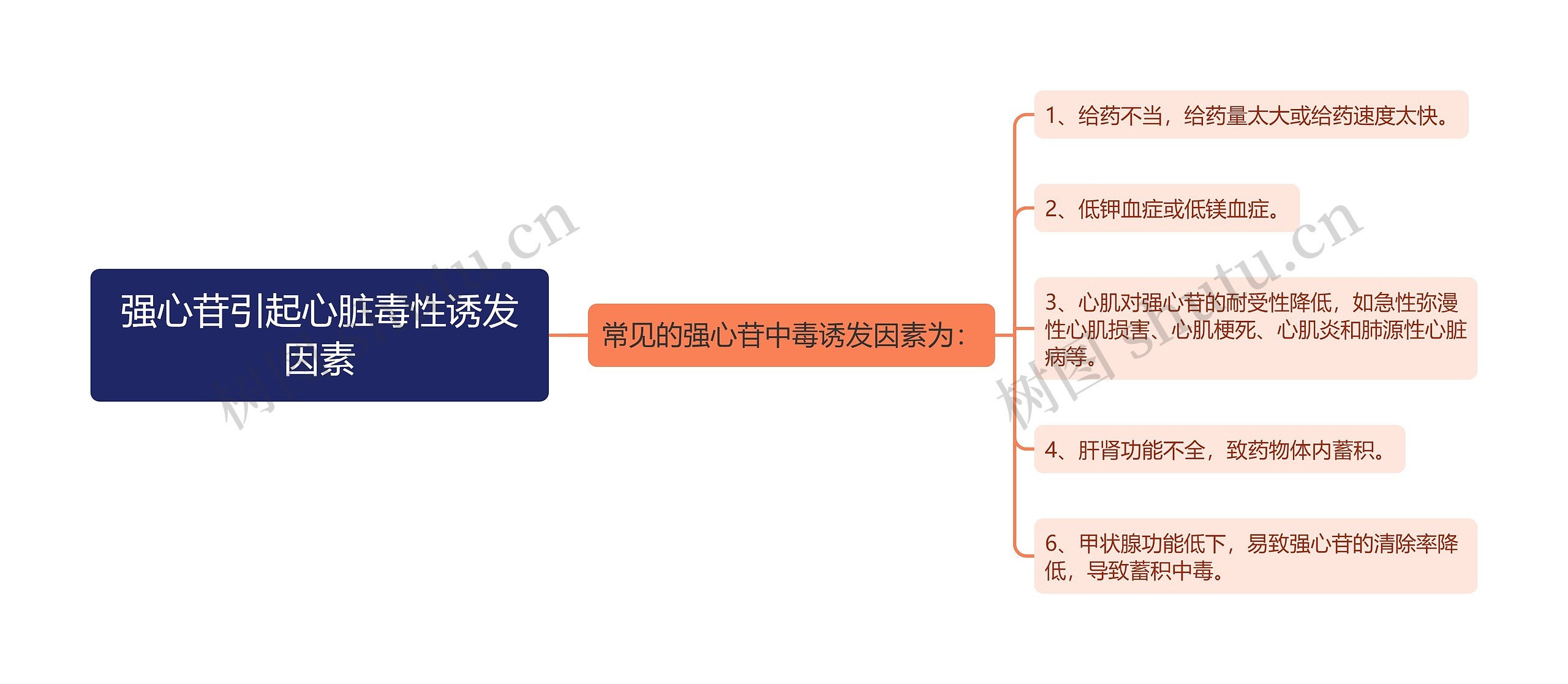 强心苷引起心脏毒性诱发因素思维导图