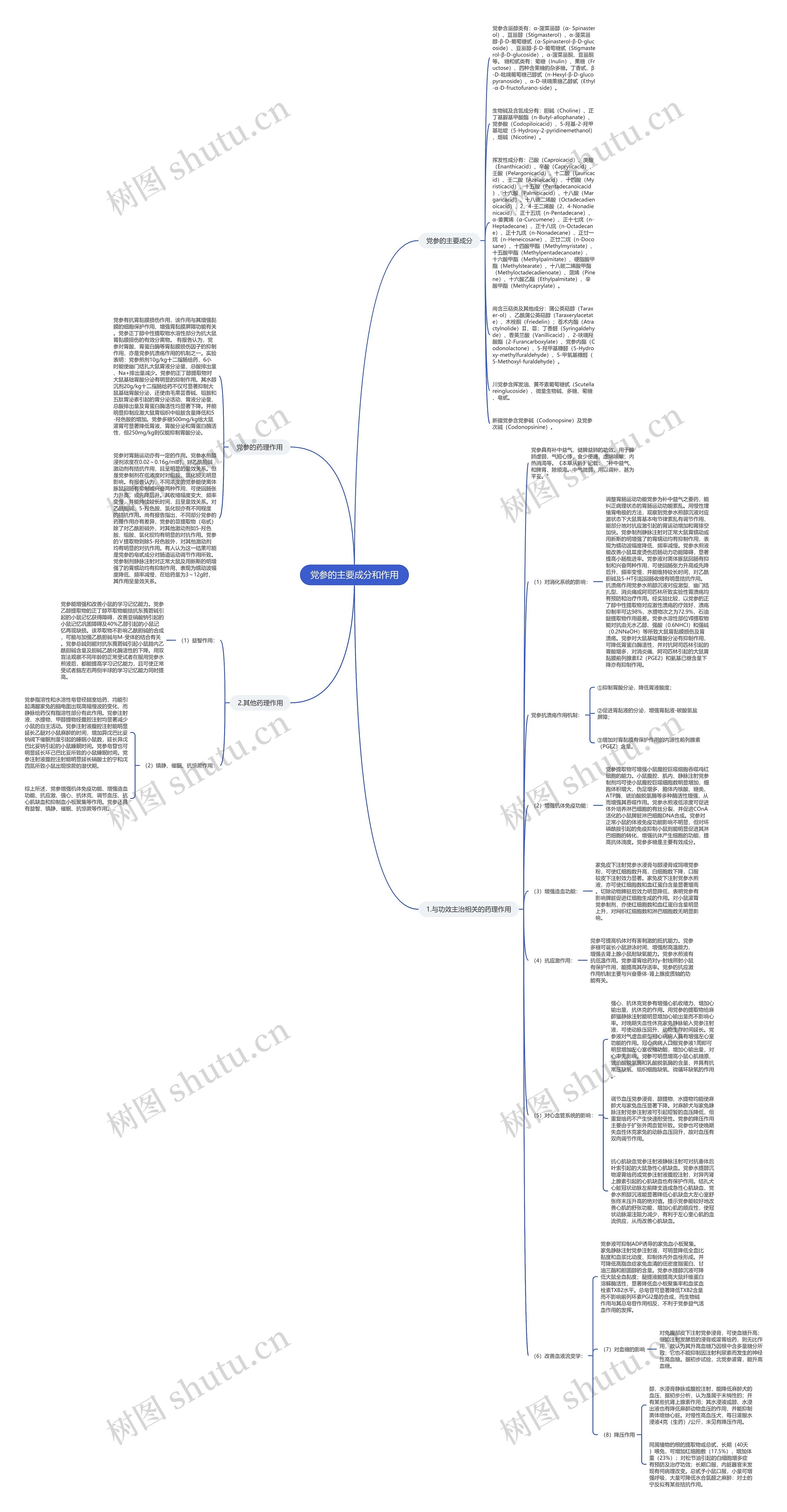 党参的主要成分和作用思维导图