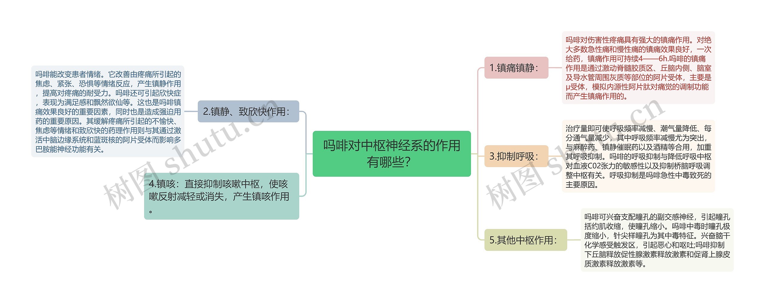 吗啡对中枢神经系的作用有哪些？思维导图