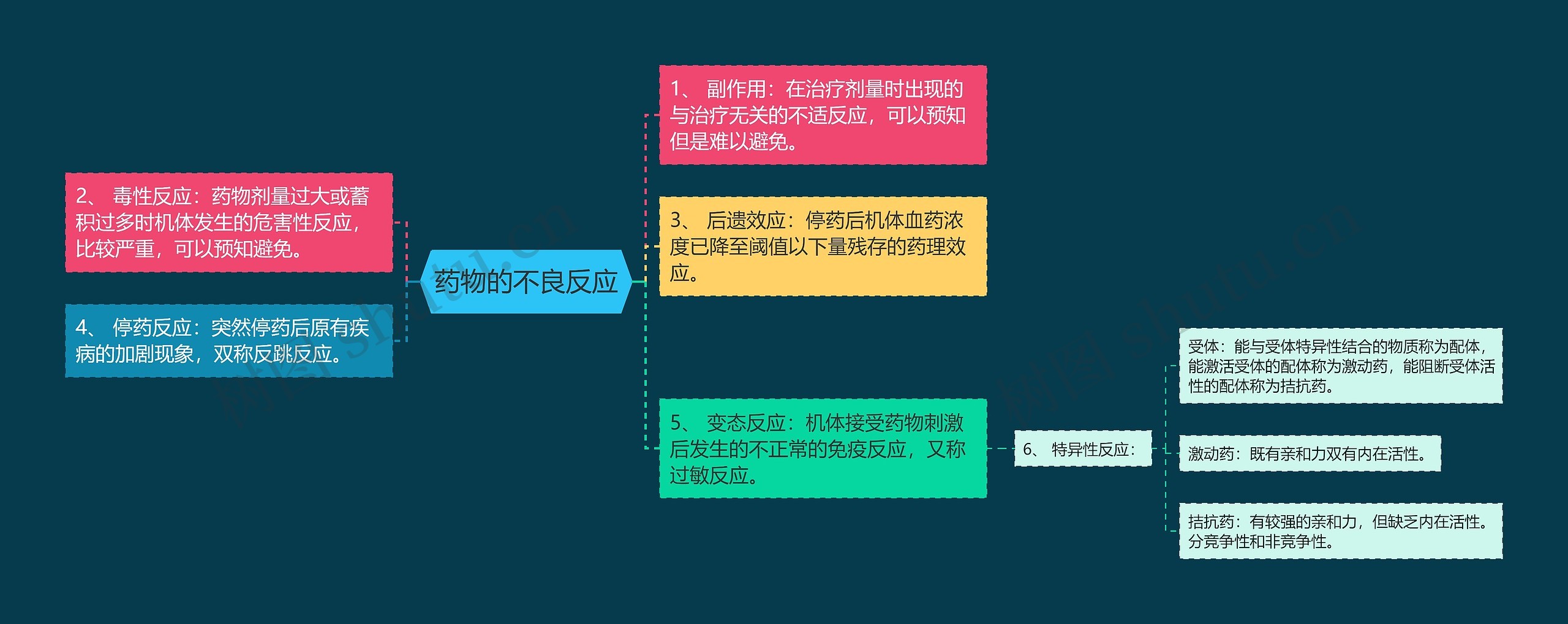 药物的不良反应思维导图