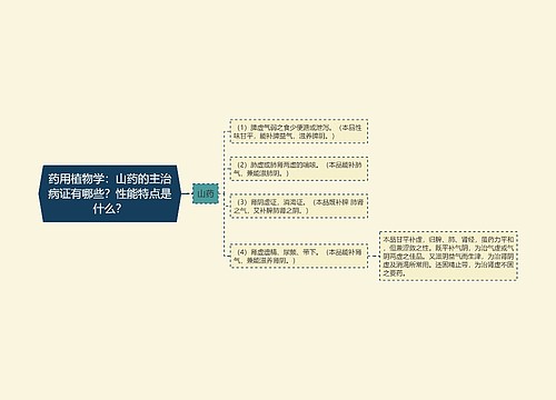 药用植物学：山药的主治病证有哪些？性能特点是什么？