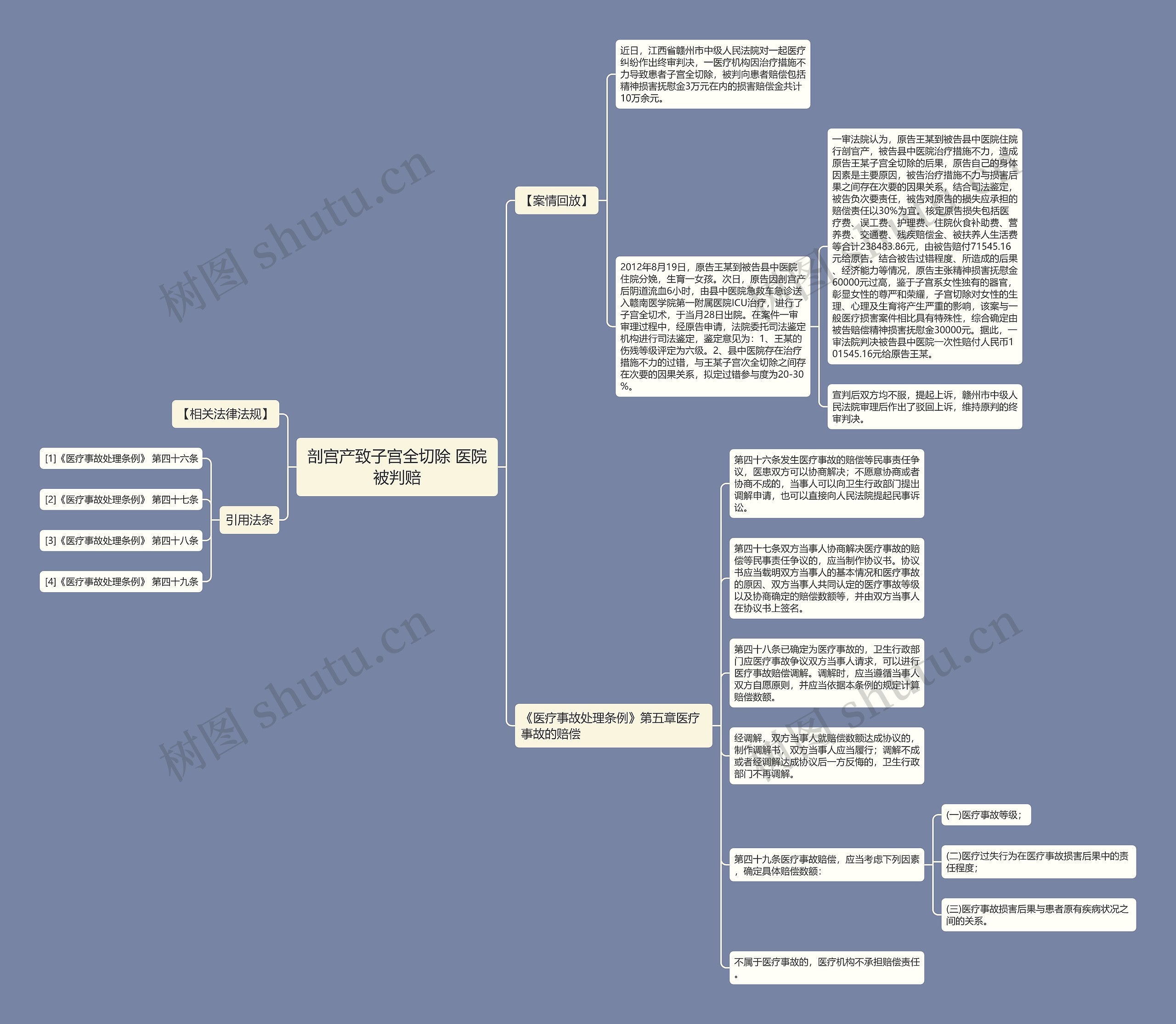 剖宫产致子宫全切除 医院被判赔思维导图